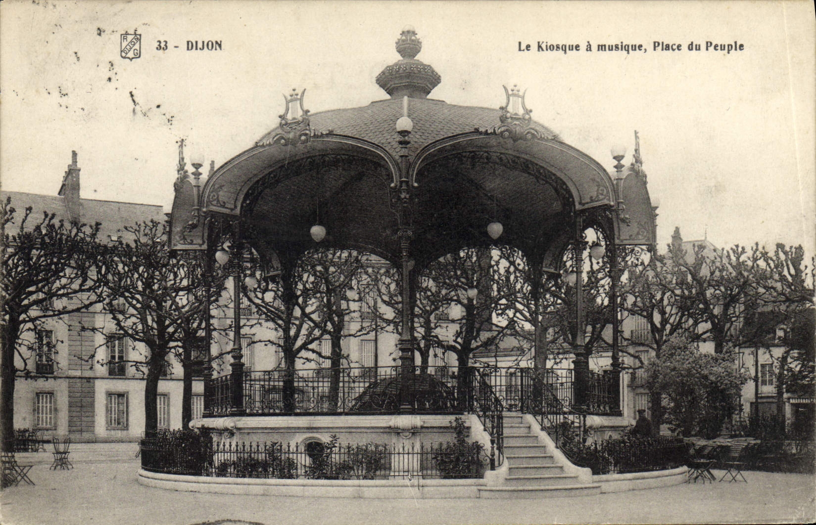 Vintage Postcard Bandstand Place of the Dijon people