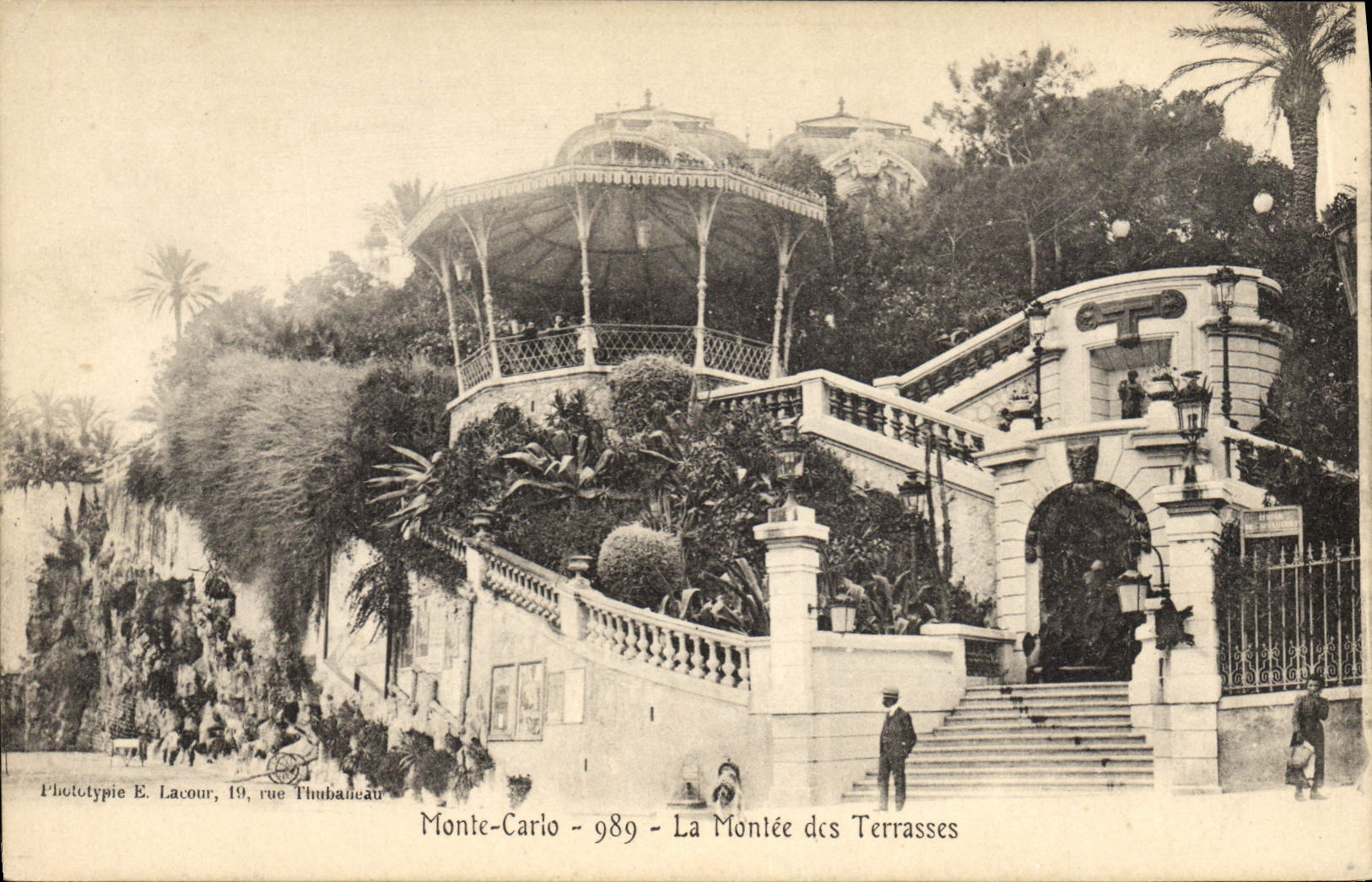Vintage Postcard Monte Carlo Kiosk rise of the terraces