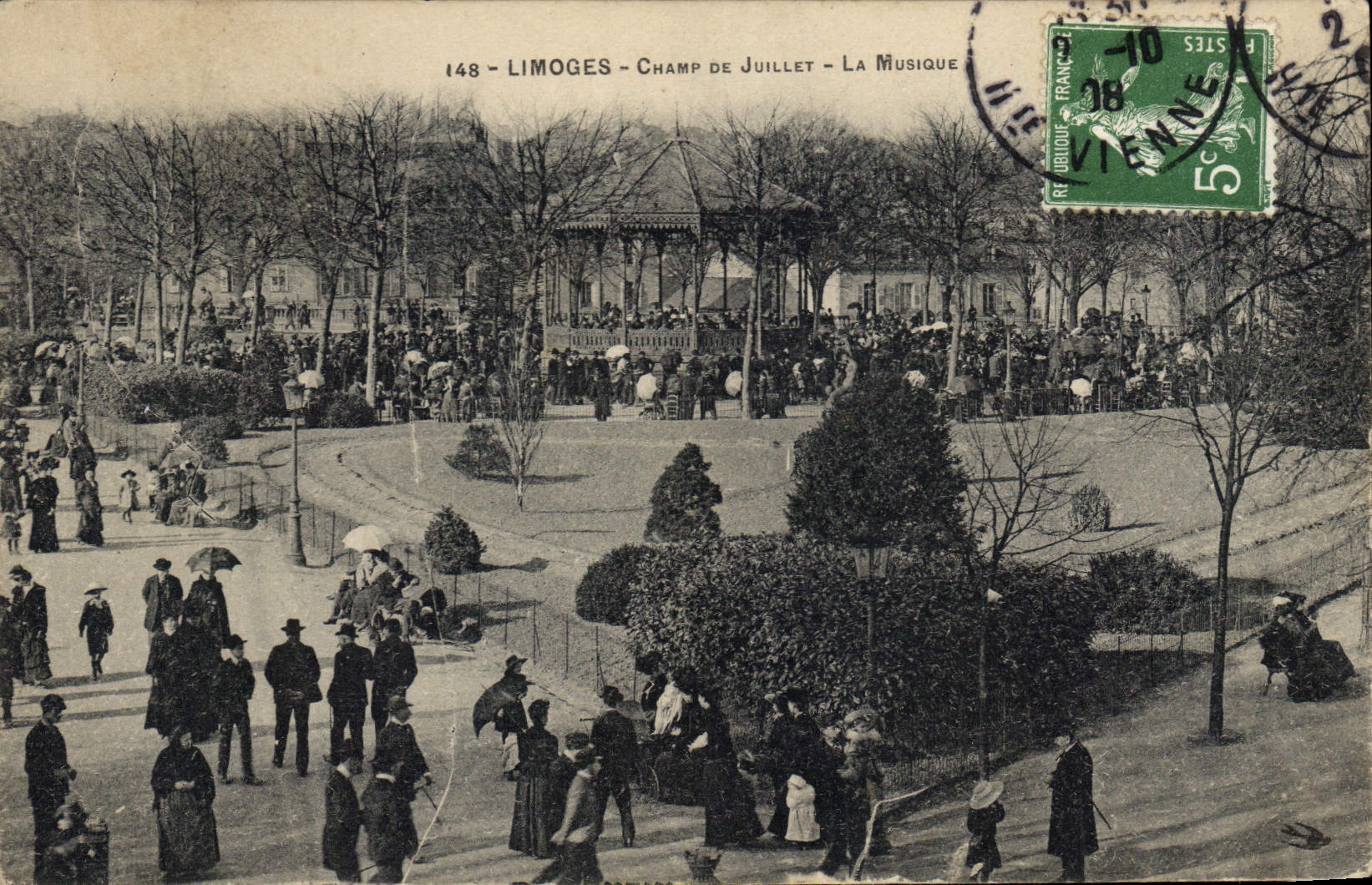 Vintage Postcard Kiosk Limoges Field of July music