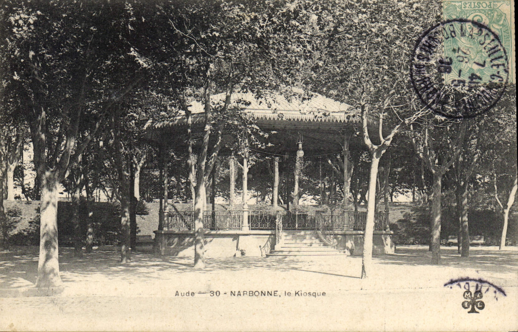 Vintage Postcard Narbonne Kiosk