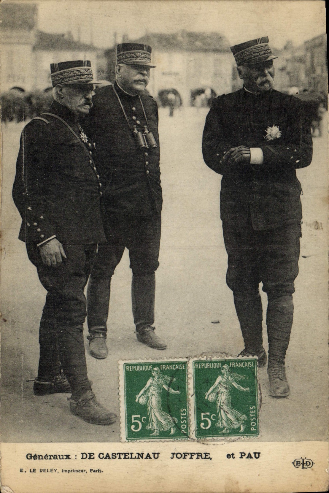 General Vintage Postcards Militaria De Castelnau Joffre and Pau