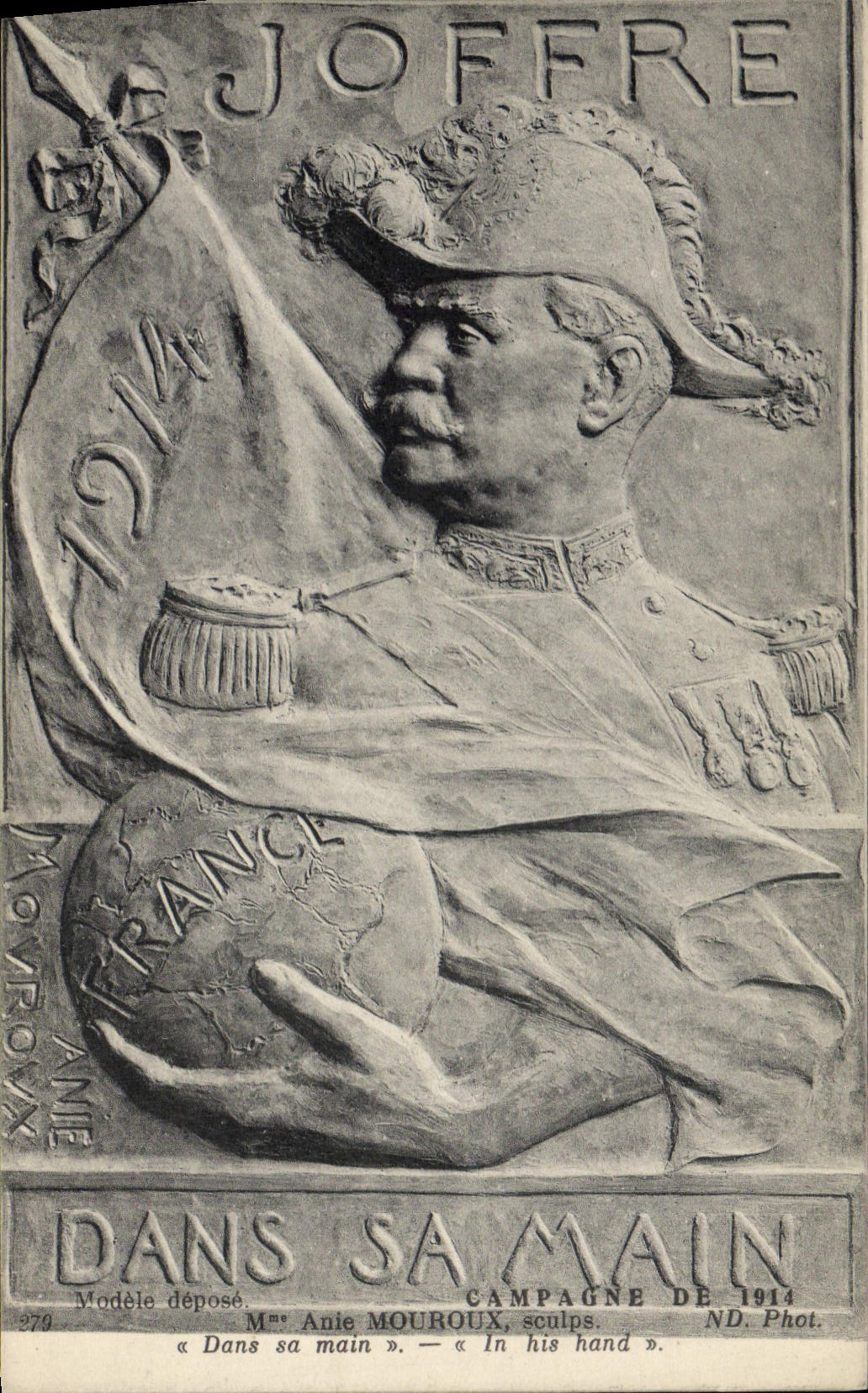 Vintage Postcard Militaria In its hand Annie Mouroux Joffre