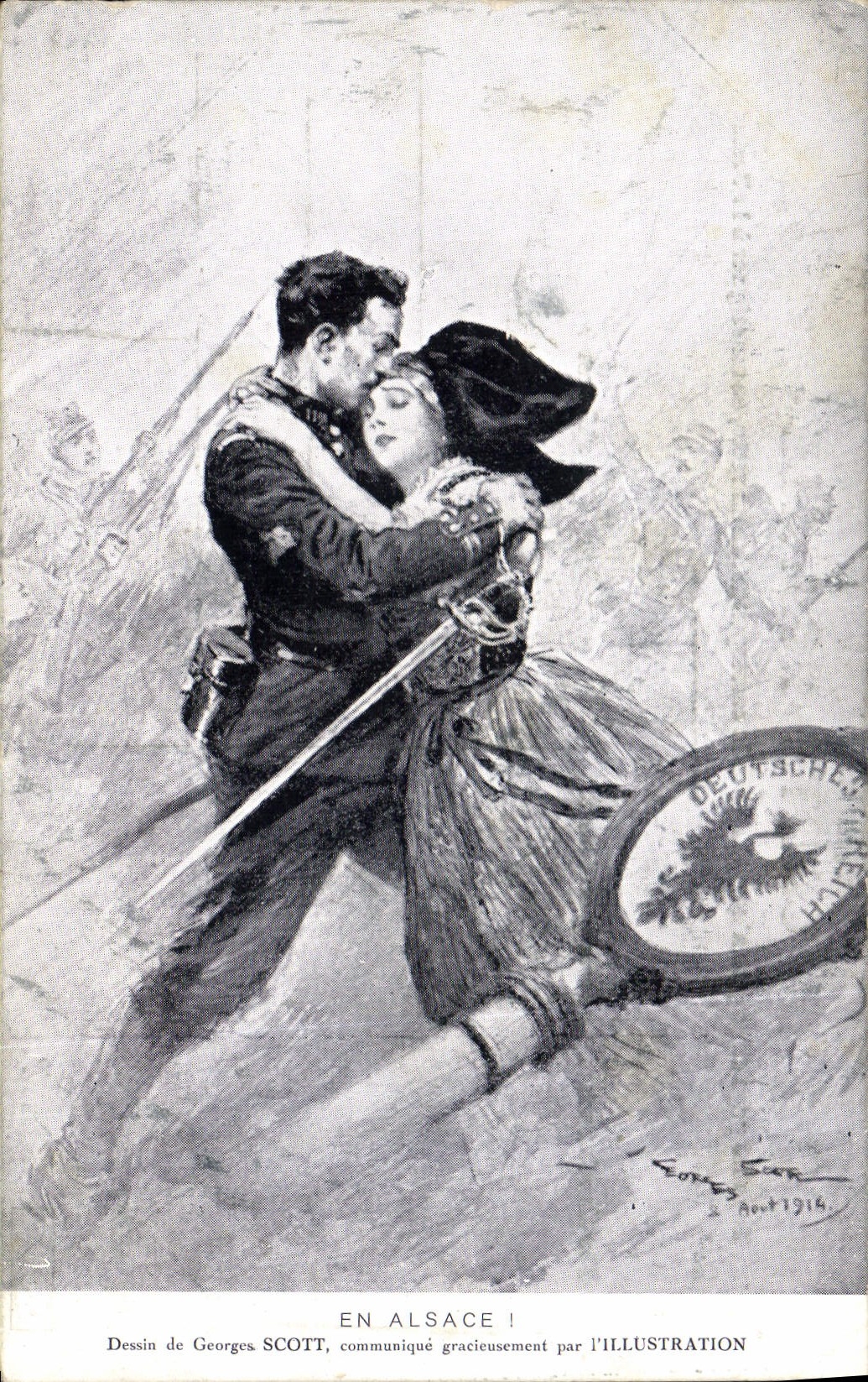 Vintage Postcard Militaria In Alsace Georges Scott the Illustration