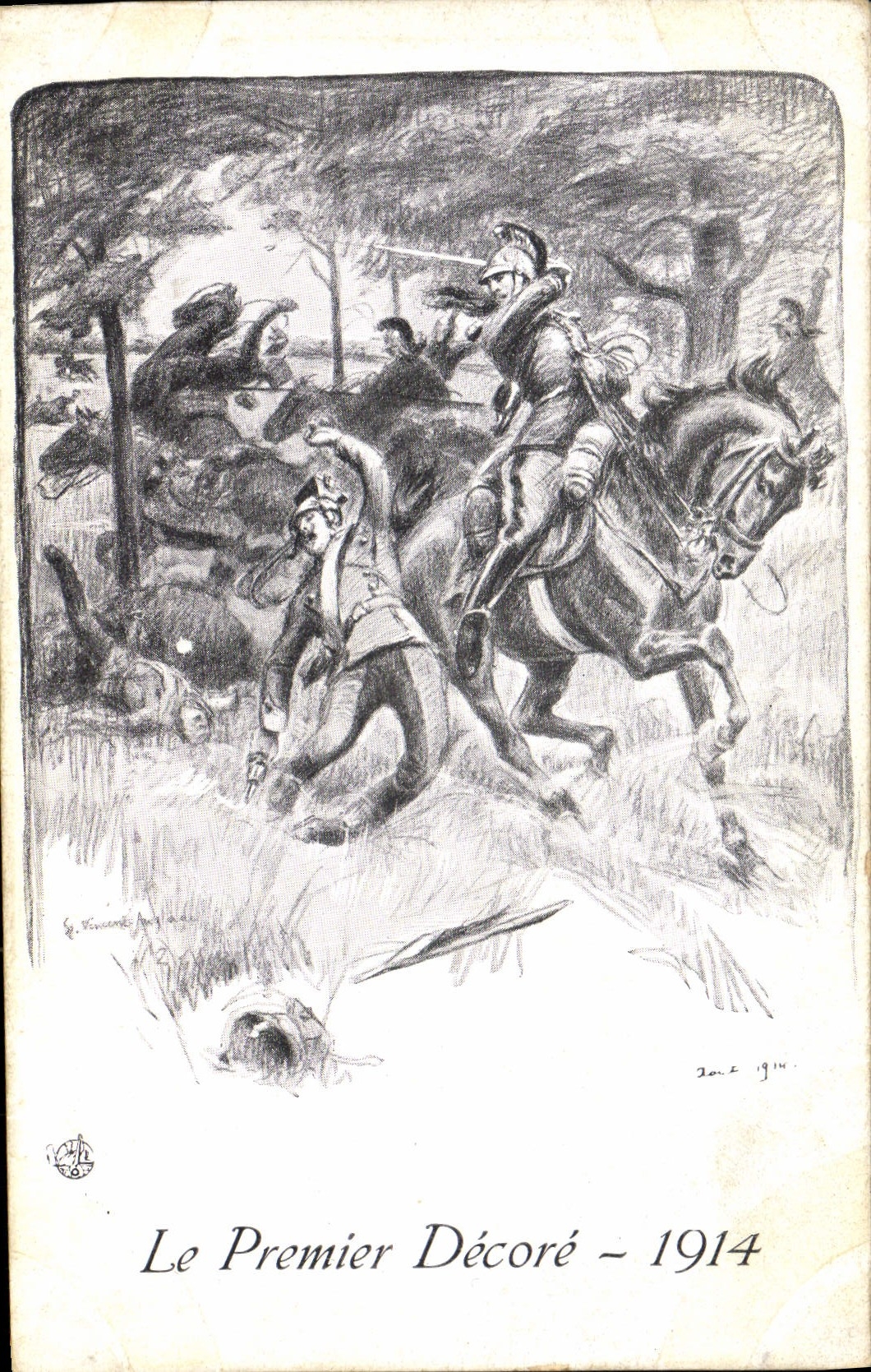 CPA Militaria Le premier decore 1914
