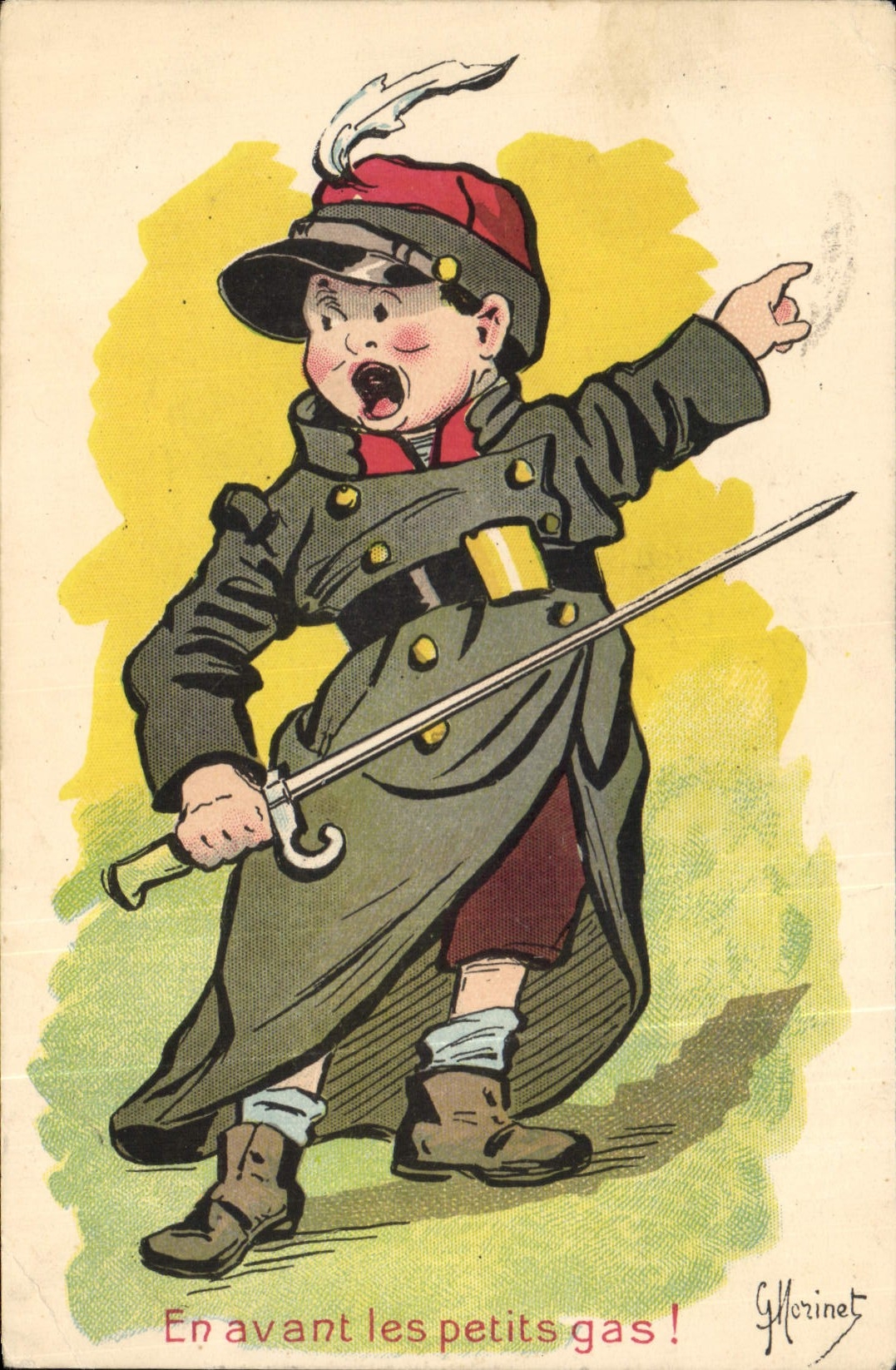 CPA Militaria Enfant En avant les petits gas ! 