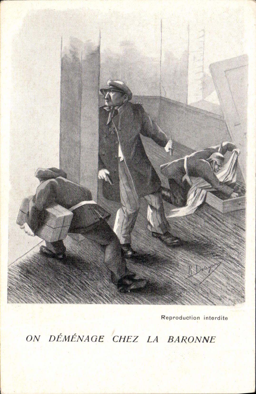 CPA Militaria On demenage chez la baronne