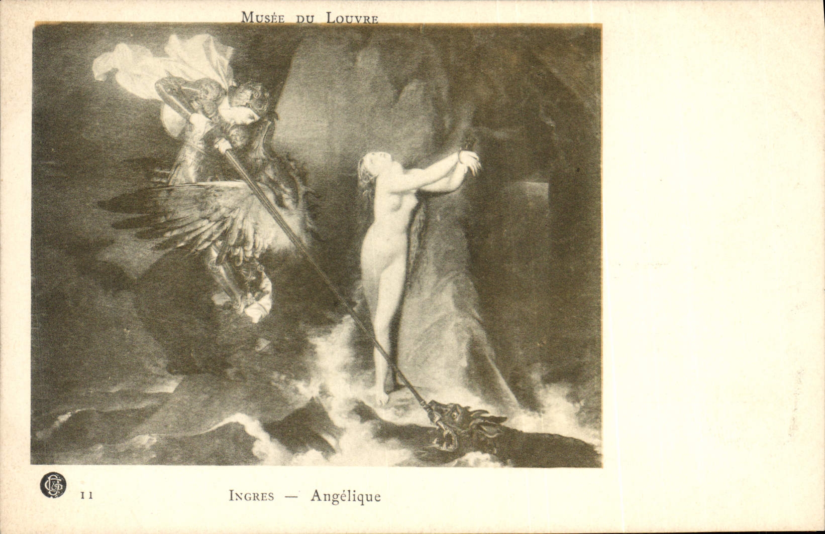CPA Paris Musee du Louvre Ingres Angelique Dragon
