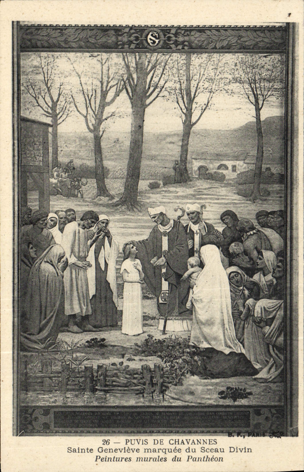 CPA Puvis de Chavannes Sainte Genevieve marquee du sceau divin Peintures murales du Pantheon Paris 