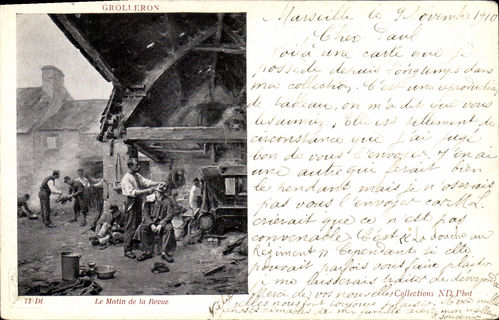 CPA Le matin de la revue Militaria 