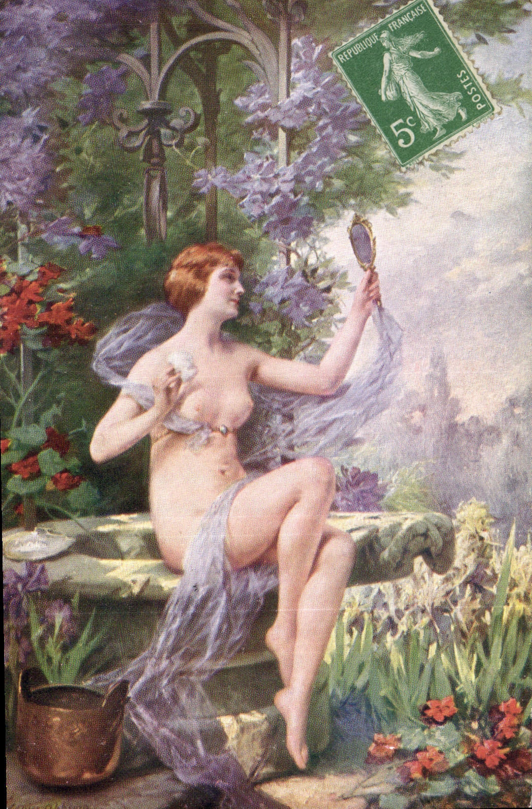 CPA Erotique Salon de Paris La toilette de la verite Abbema 