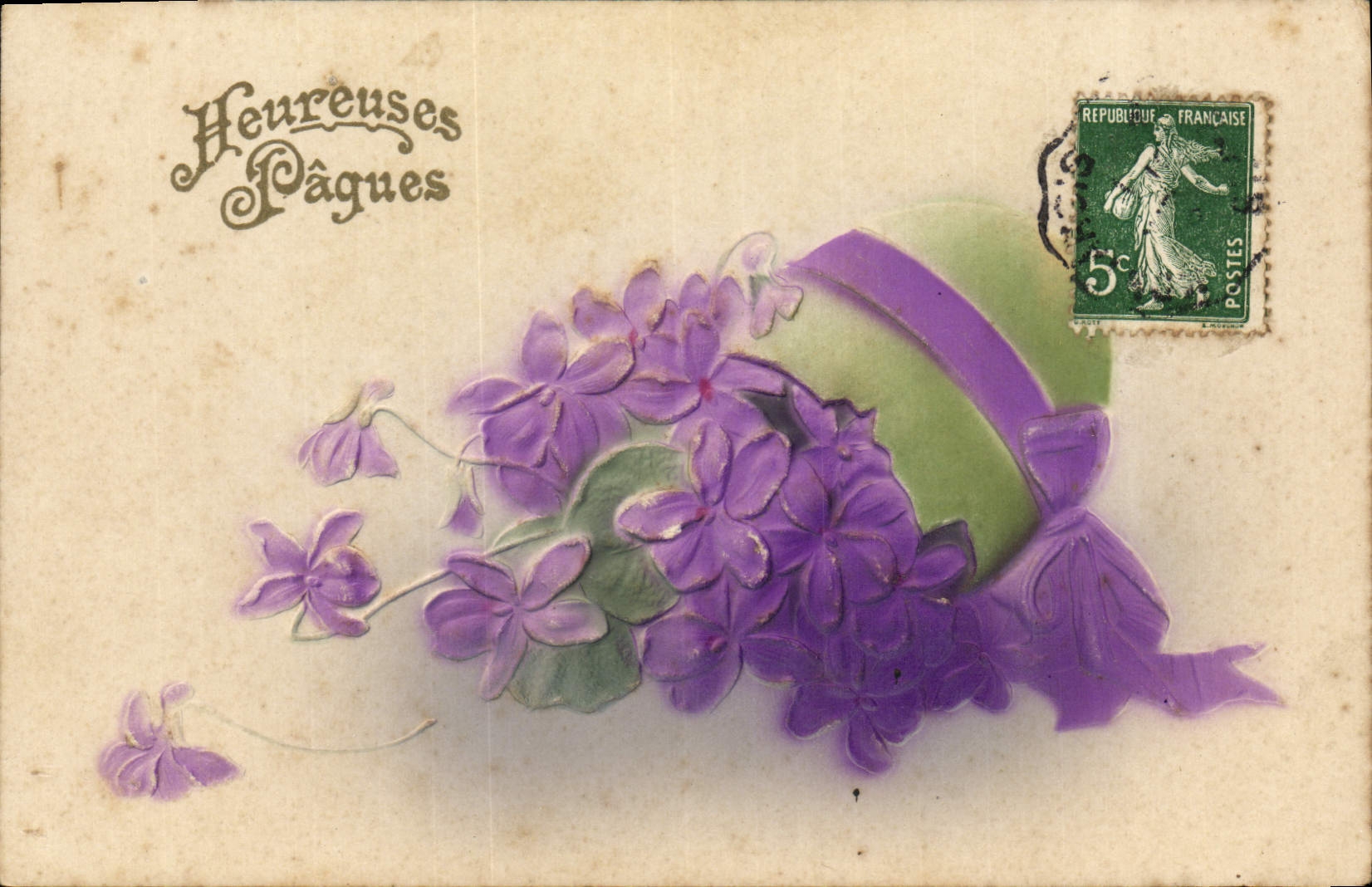 CPA Fantaisie Fleurs Oeuf Paques