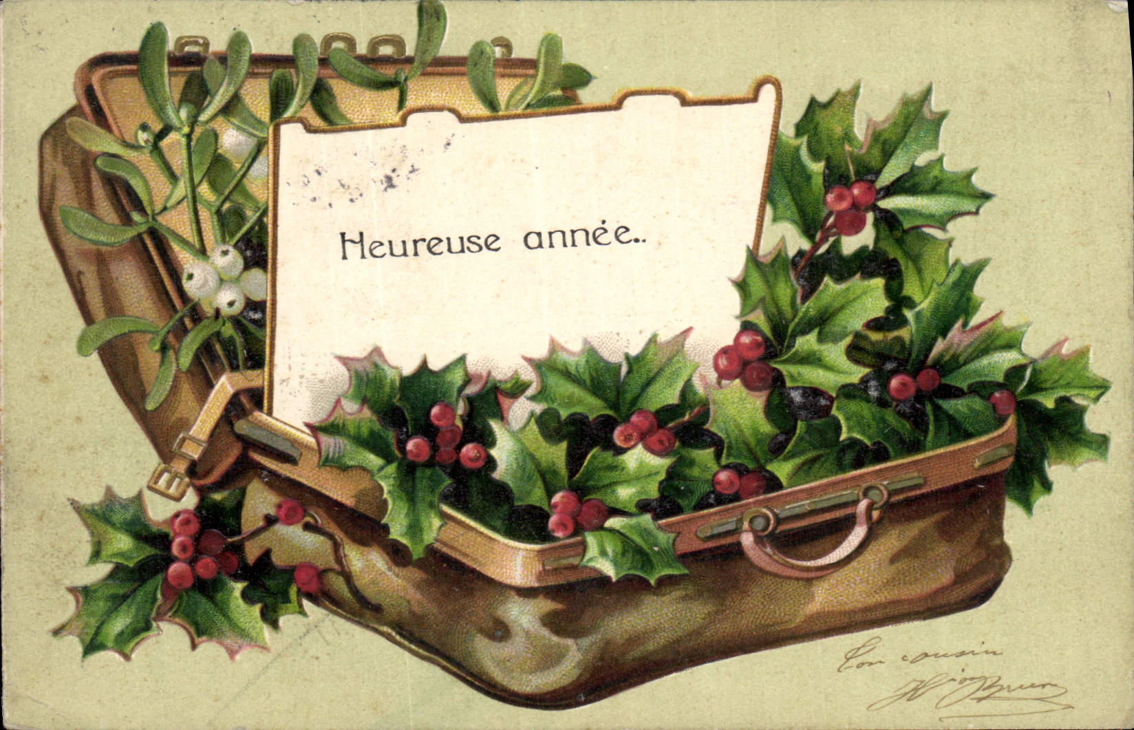 CPA Fantaisie Fleurs Houx