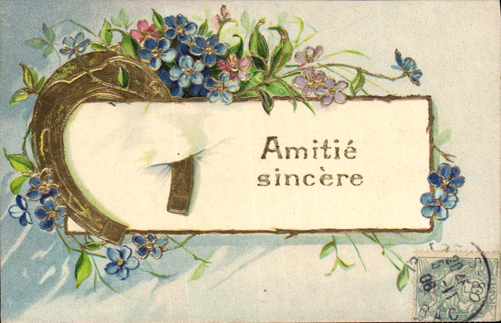 CPA Fantaisie Fleurs Fer a cheval