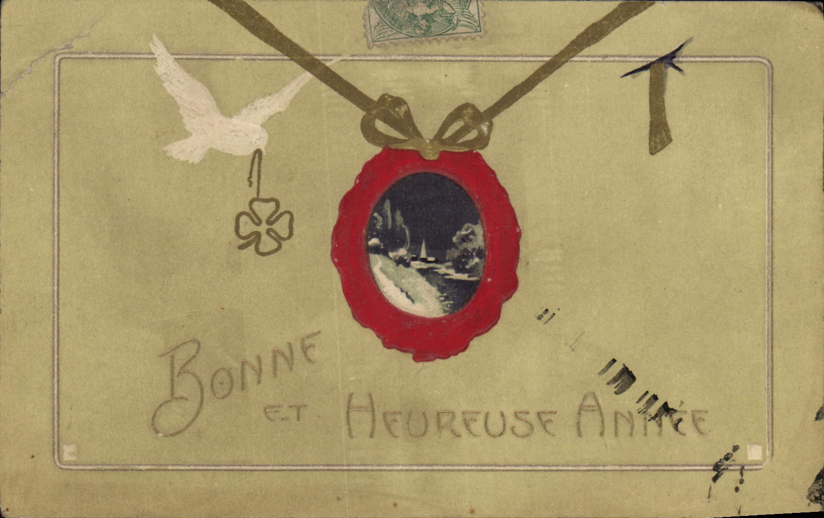 Vintage Postcard Fantasy Dove