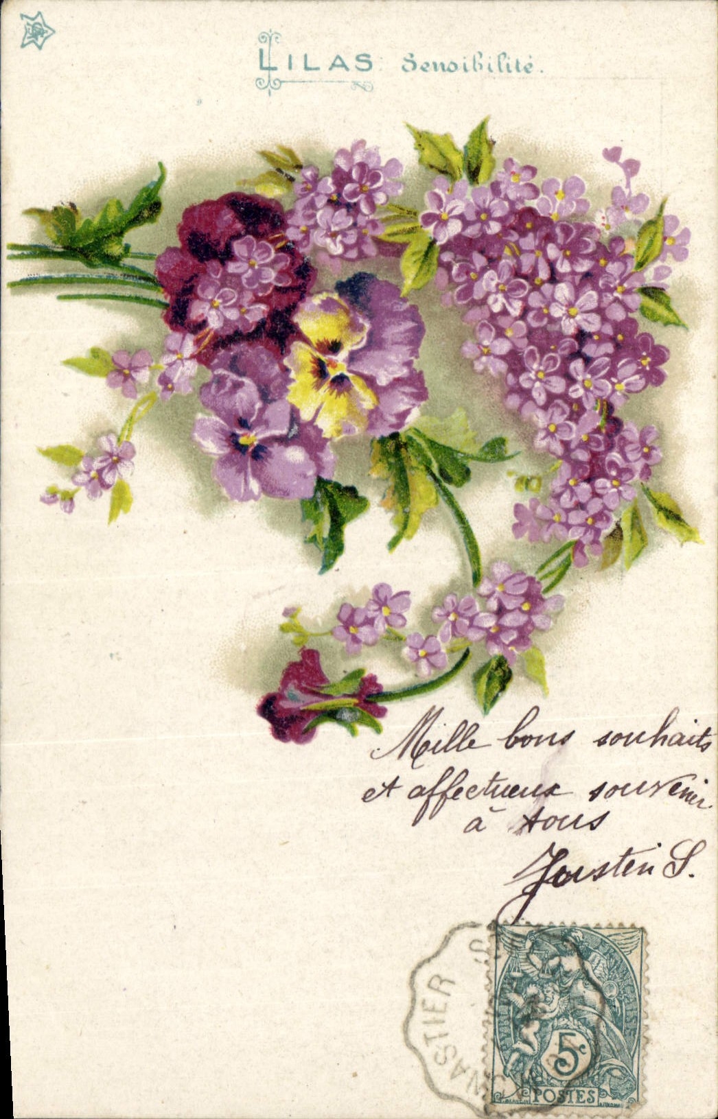 CPA Fantaisie Fleurs Lilas Sensibilite 