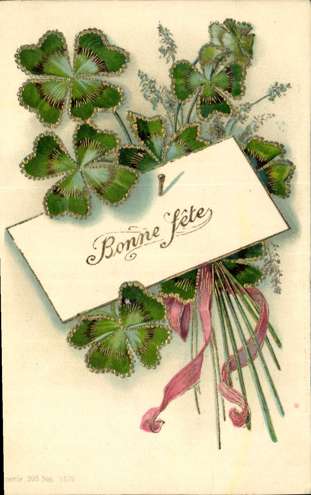 CPA Fantaisie Fleurs Trefles