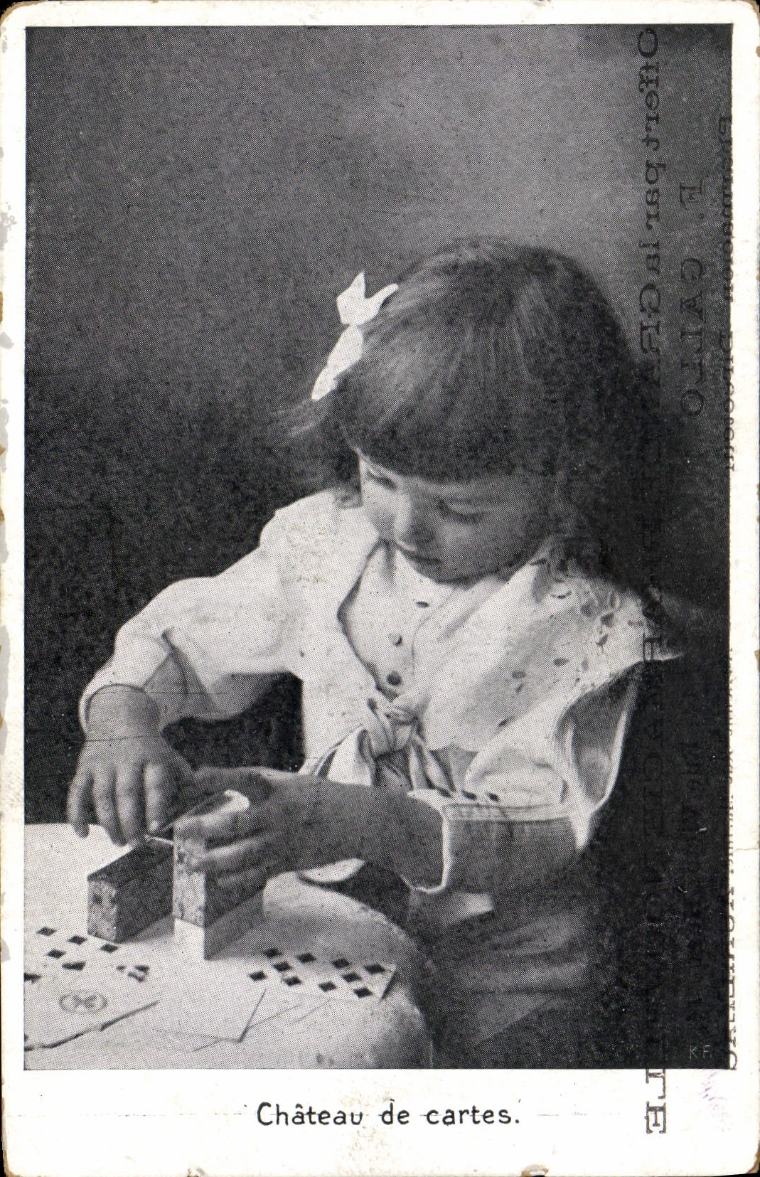 Vintage Postcard Child House of cards Birthday of the ovuerture New Pharmacy Gallo Street Victor Hugo Aurillac