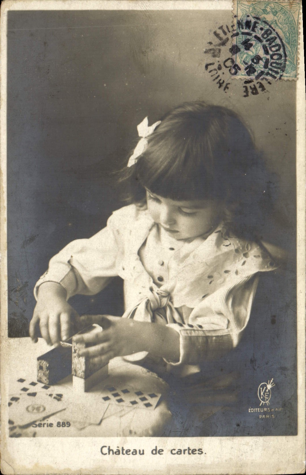 Vintage Postcard Child House of cards