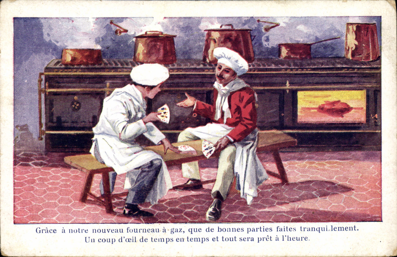 Vintage Postcard Cartes Grace has our new gas stove