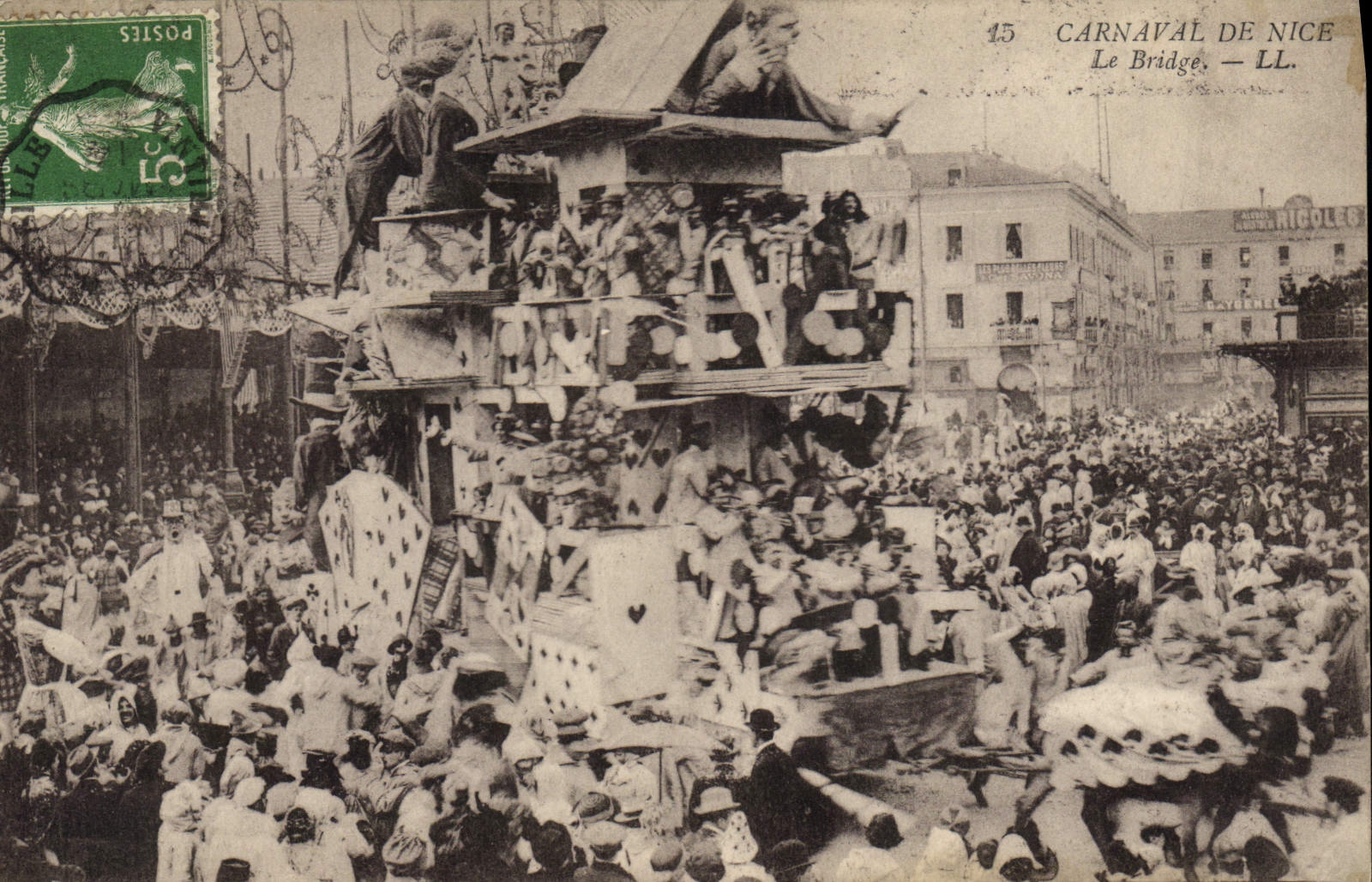 Vintage Postcard Carnival of Nice the bridge Charts