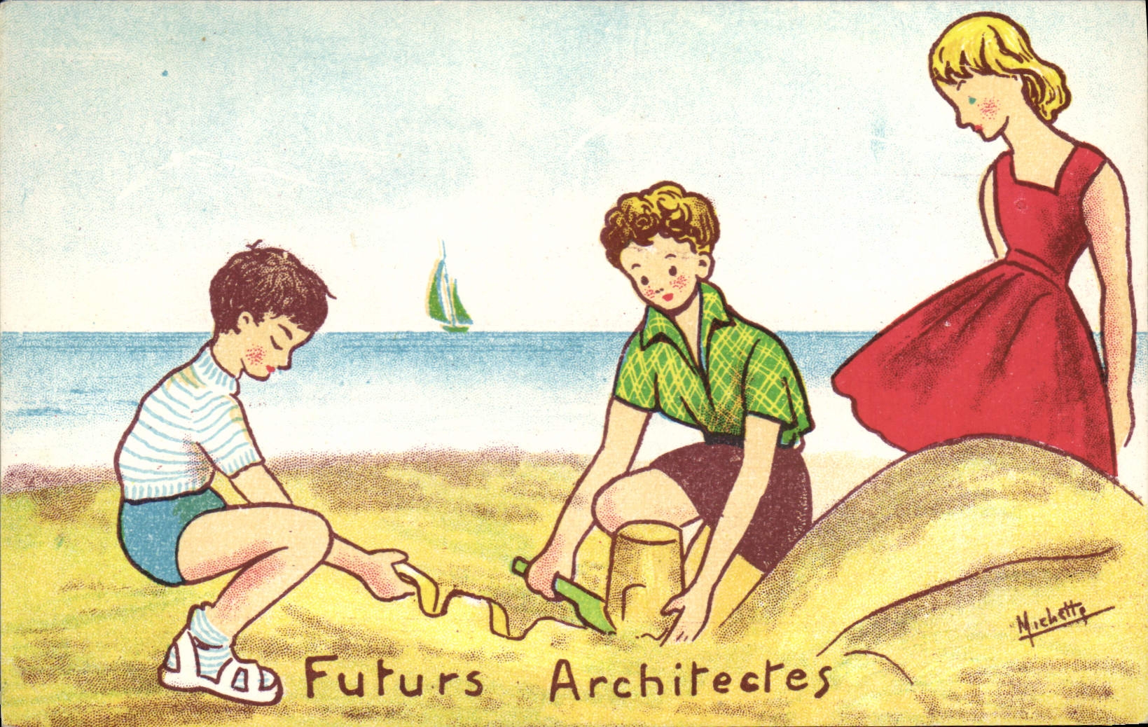 CPA Fantaisie Illustrateur Enfants Futurs architectes