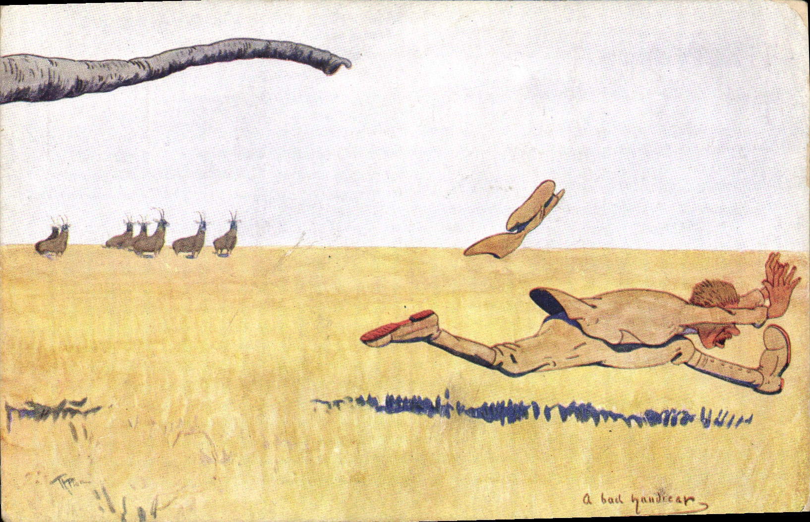 Vintage Postcard Fantasy Illustrator Elephant