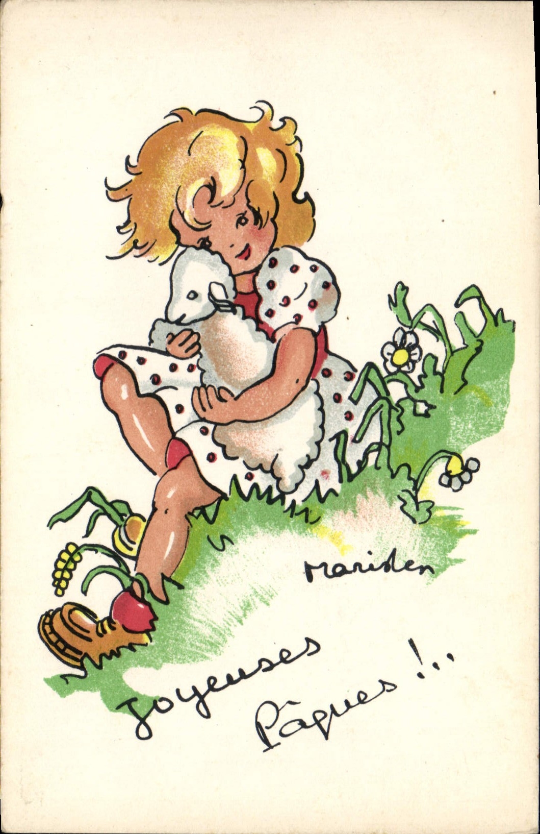 Vintage Postcard Fantasy Illustrator Easter Child