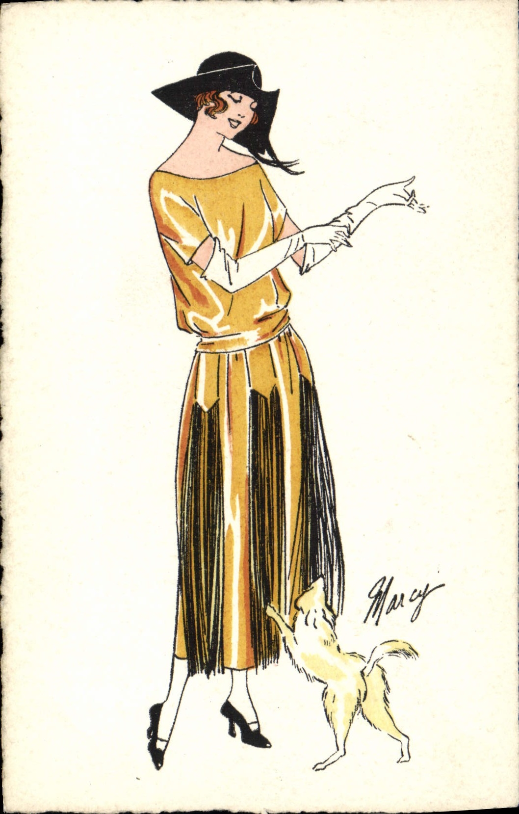 CPA Fantaisie Illustrateur Femme Chien