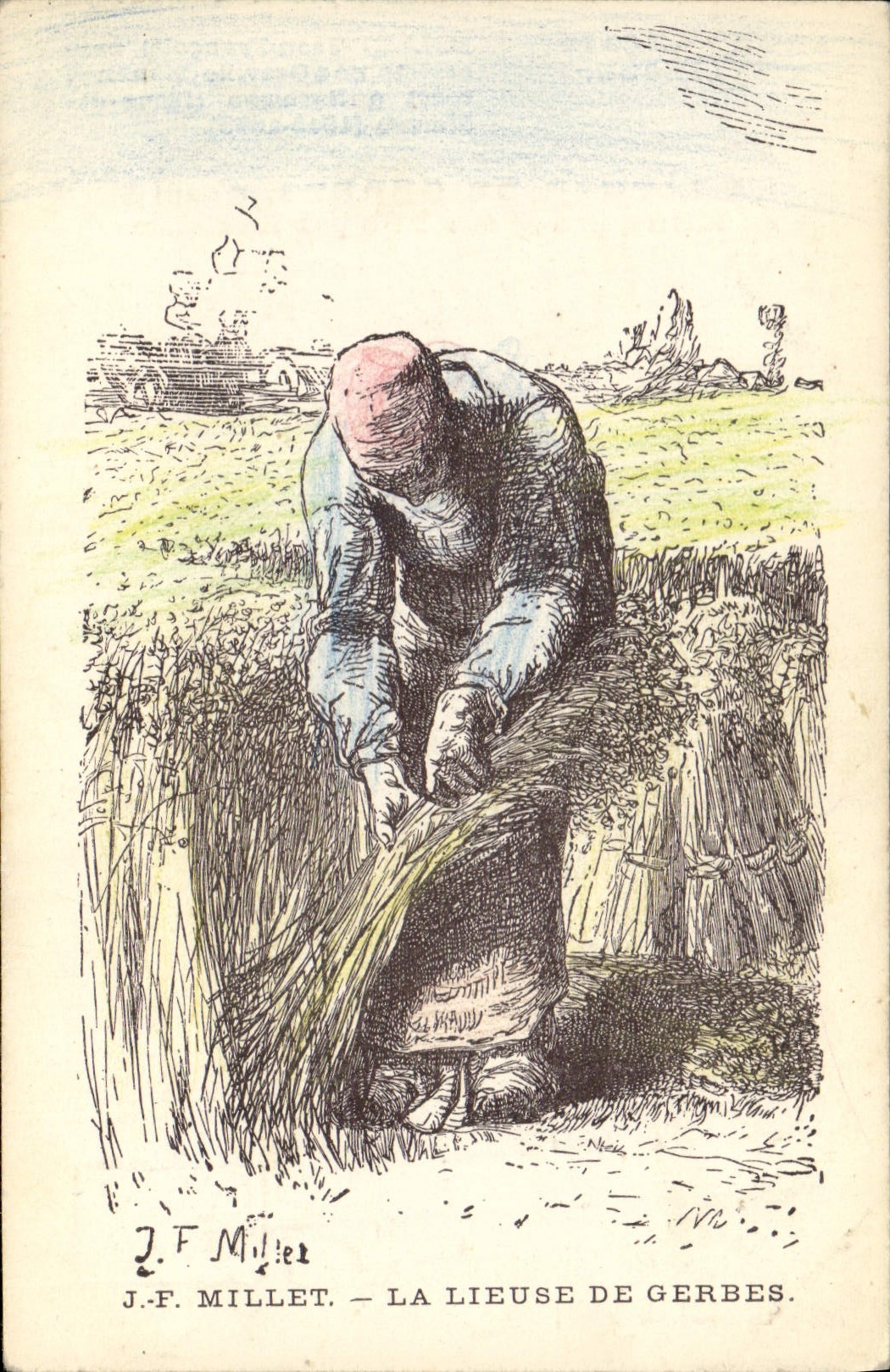 CPA Fantaisie Illustrateur JF Millet La lieuse de gerbes