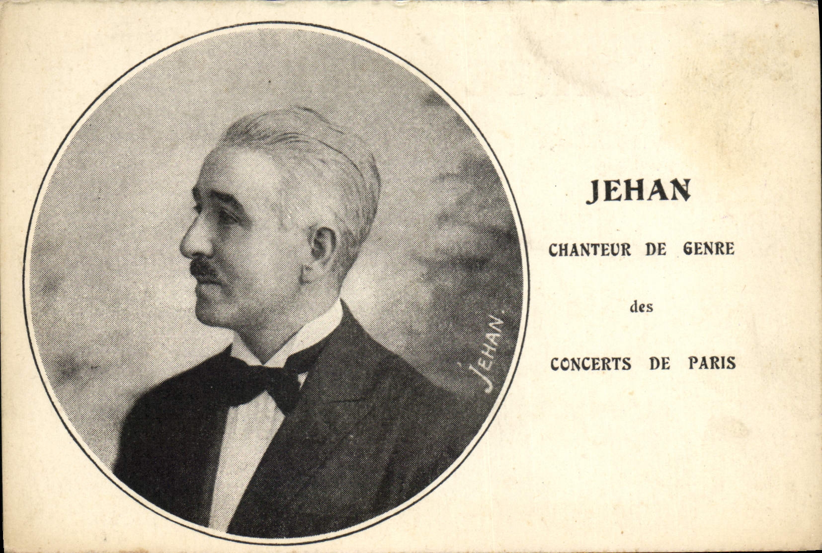 Vintage Postcard Jehan Singer of kind in the Concerts of Paris