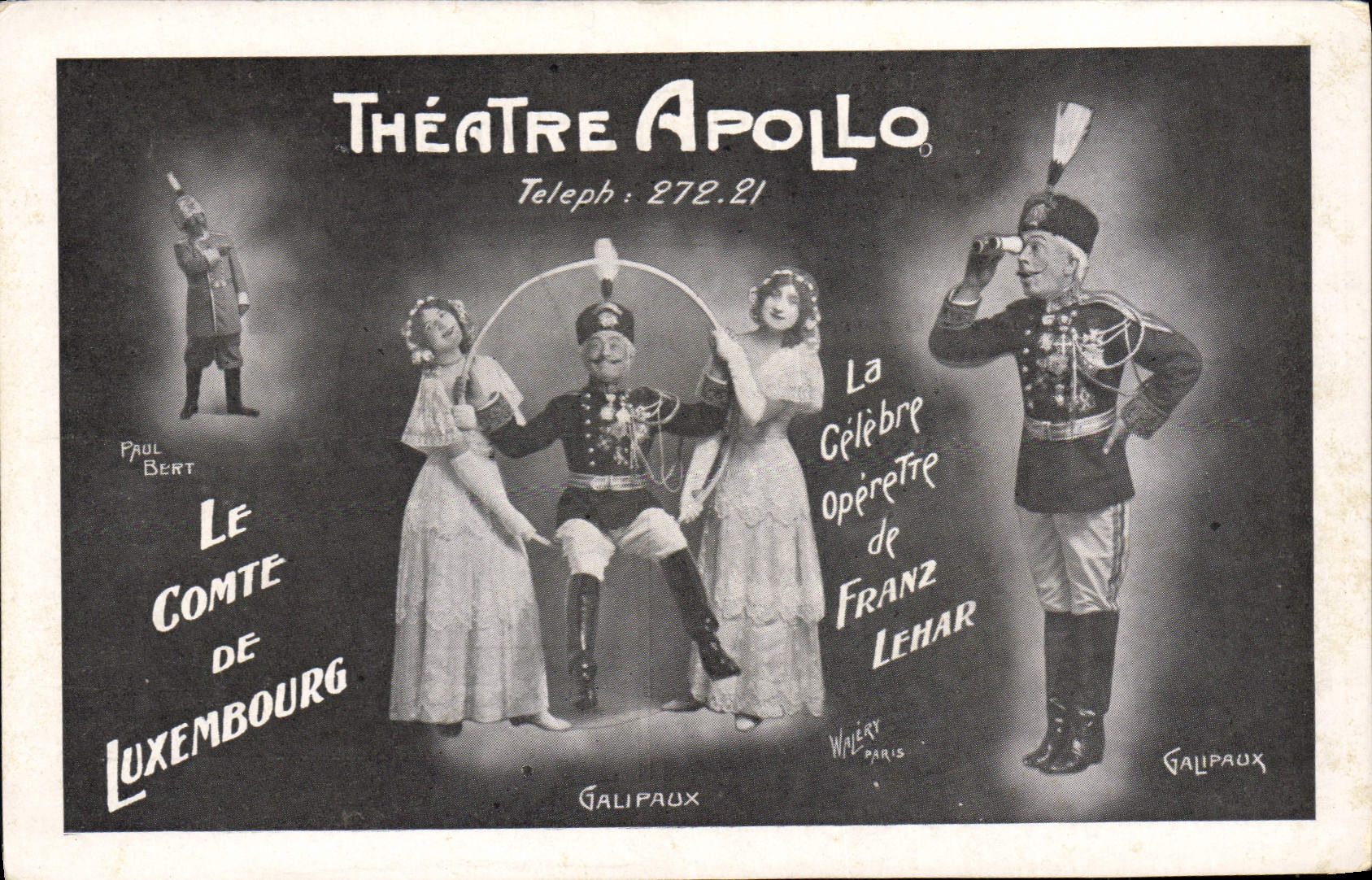 Vintage Postcard Theater Apollo the count of Luxembourg Franz Lehar Paul Bert Galipaux