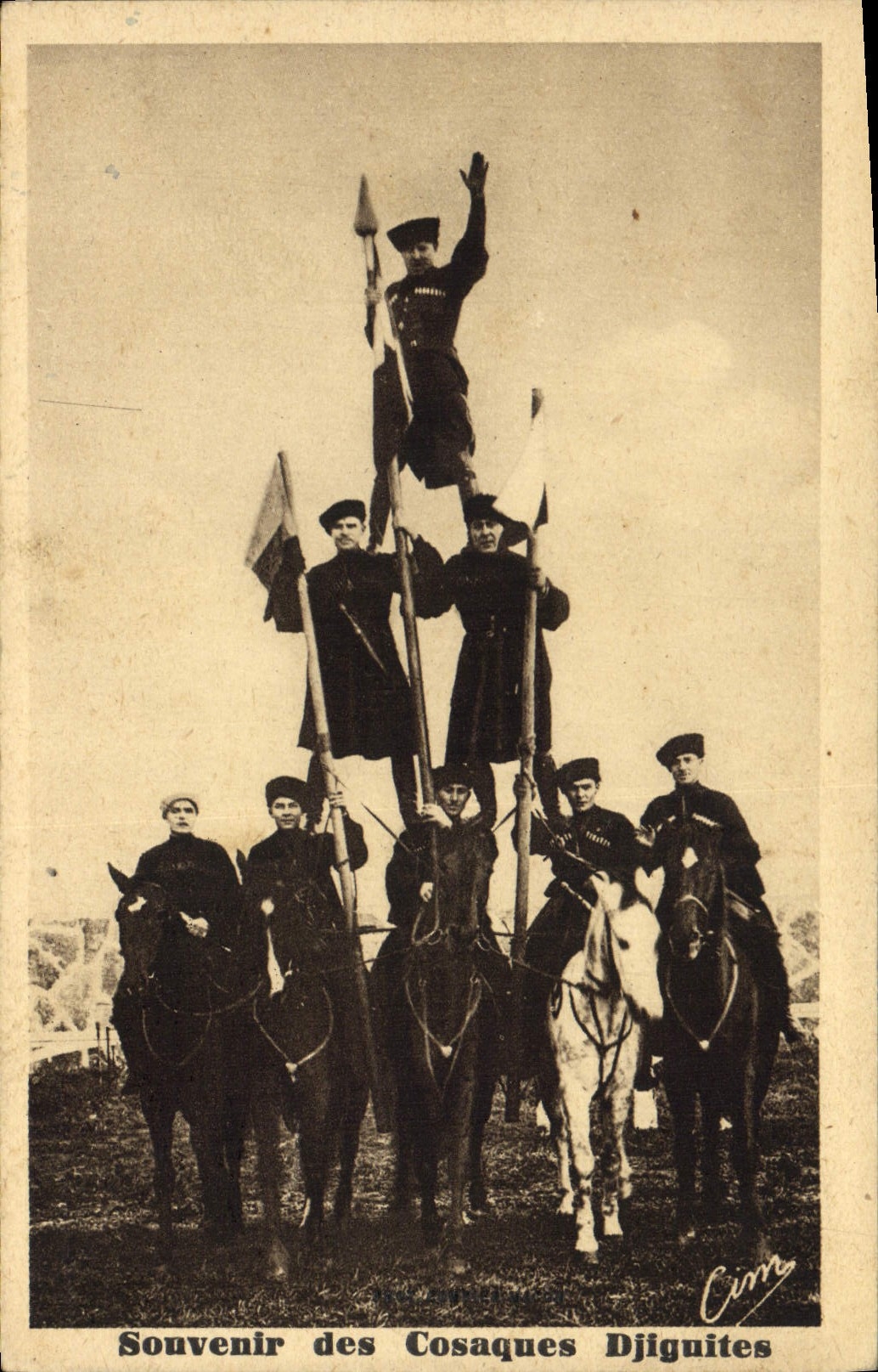 Vintage Postcard Djiguites Cossacks