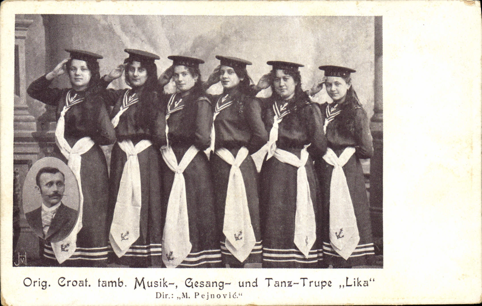 Vintage Postcard Orig Croat tamb Musik Gesang und Tanz Trupe lika Pejnovic