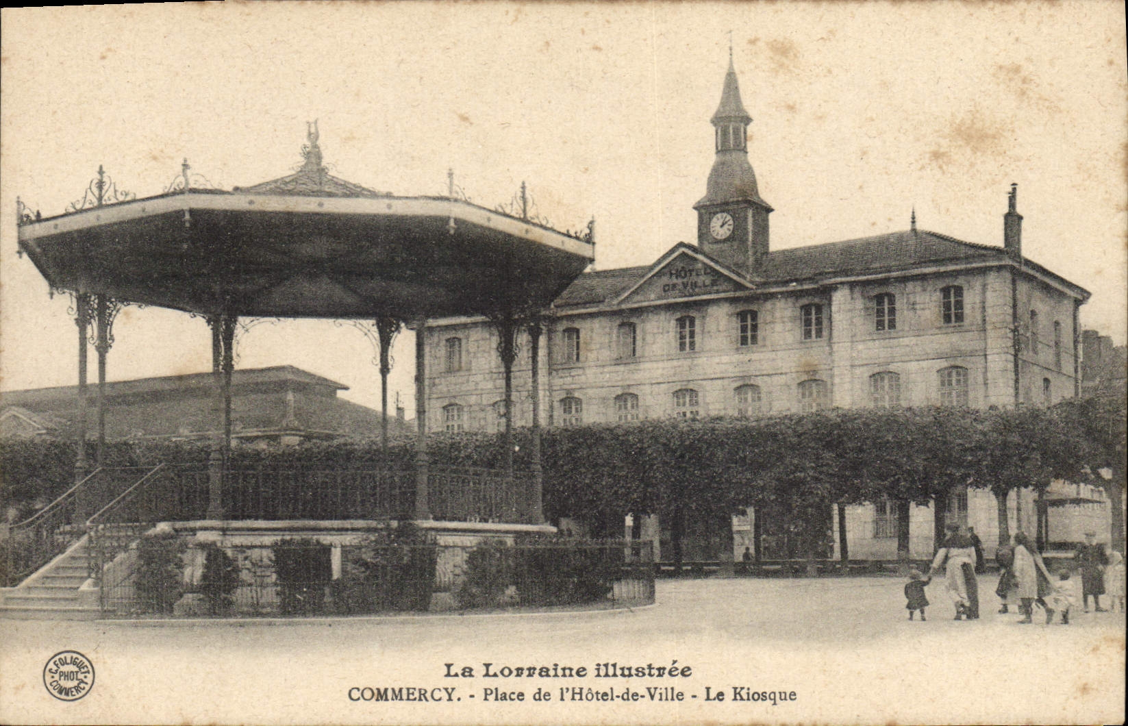 Vintage Postcard Kiosque Commercy Places town hall