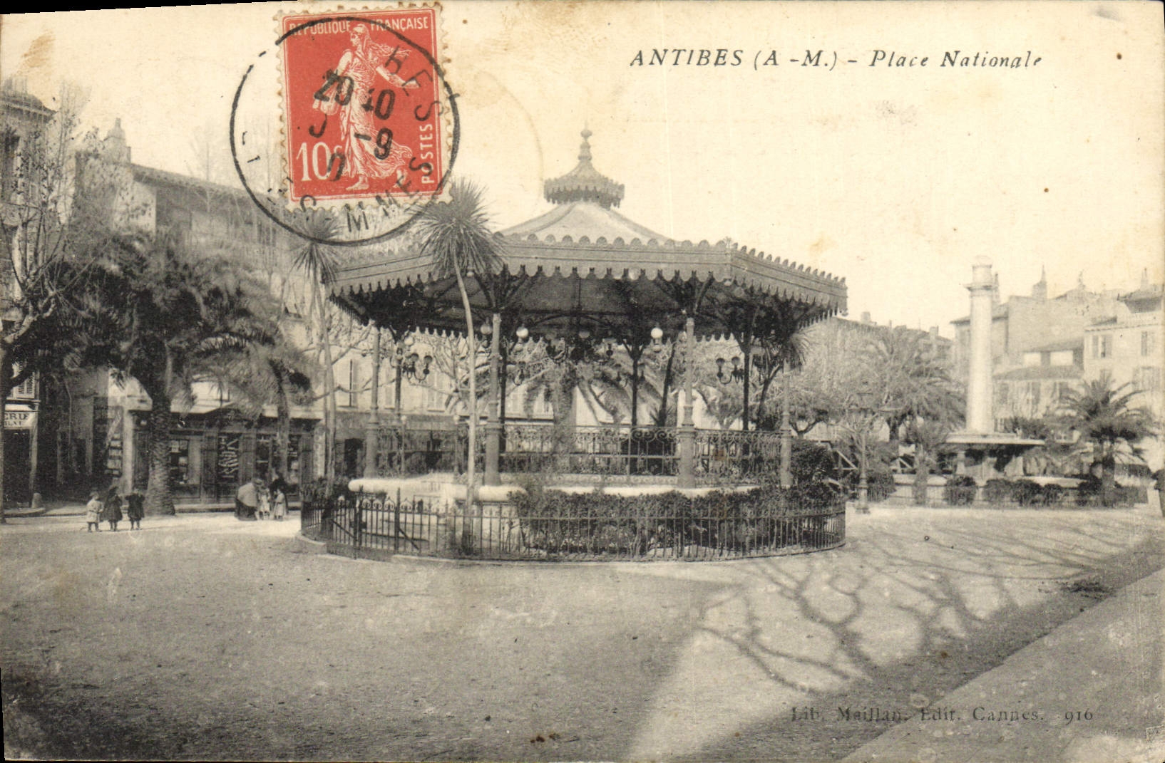 Vintage Postcard Kiosque Antibes Places National