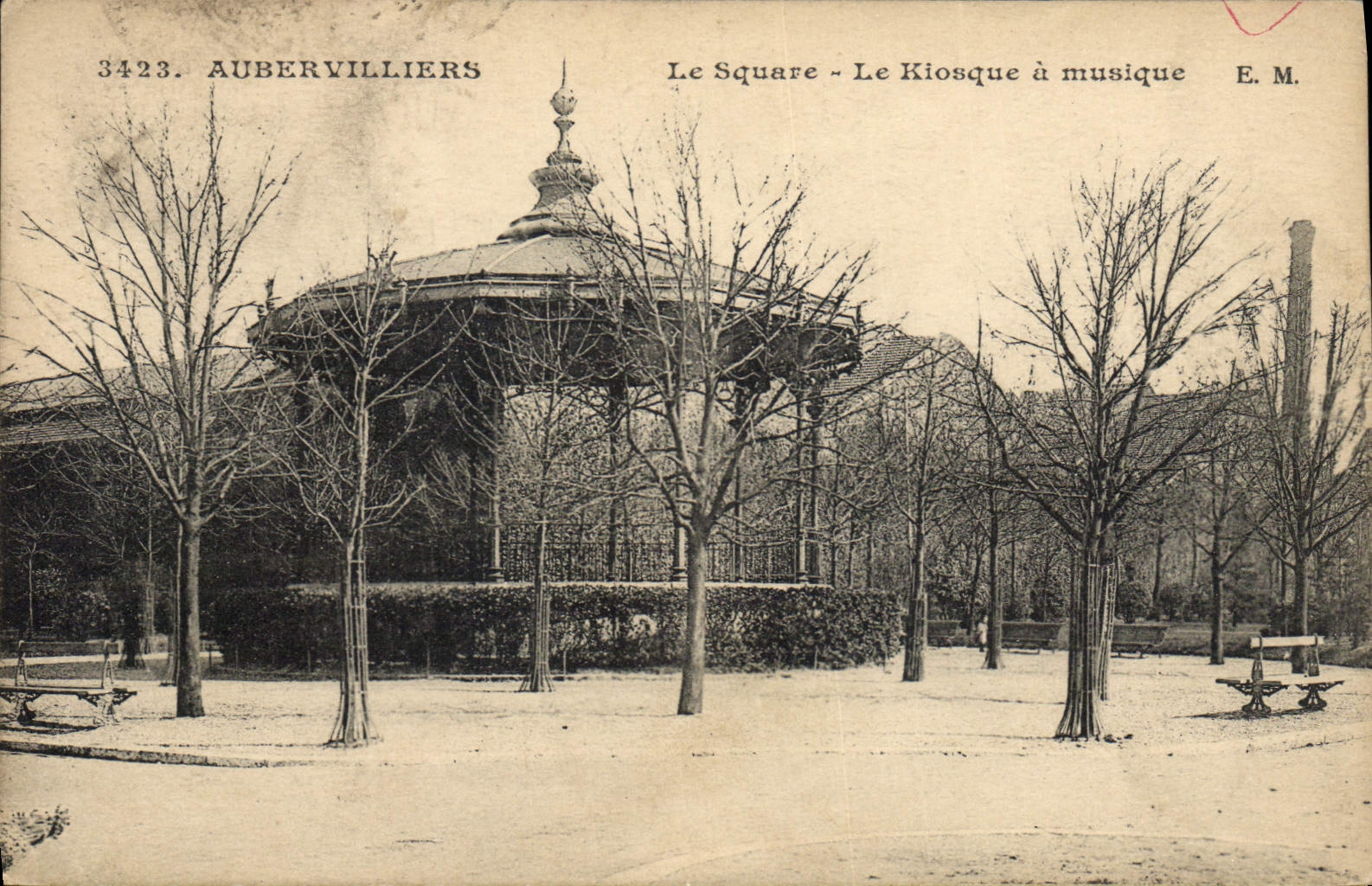 Vintage Postcard Bandstand the Aubervilliers public garden