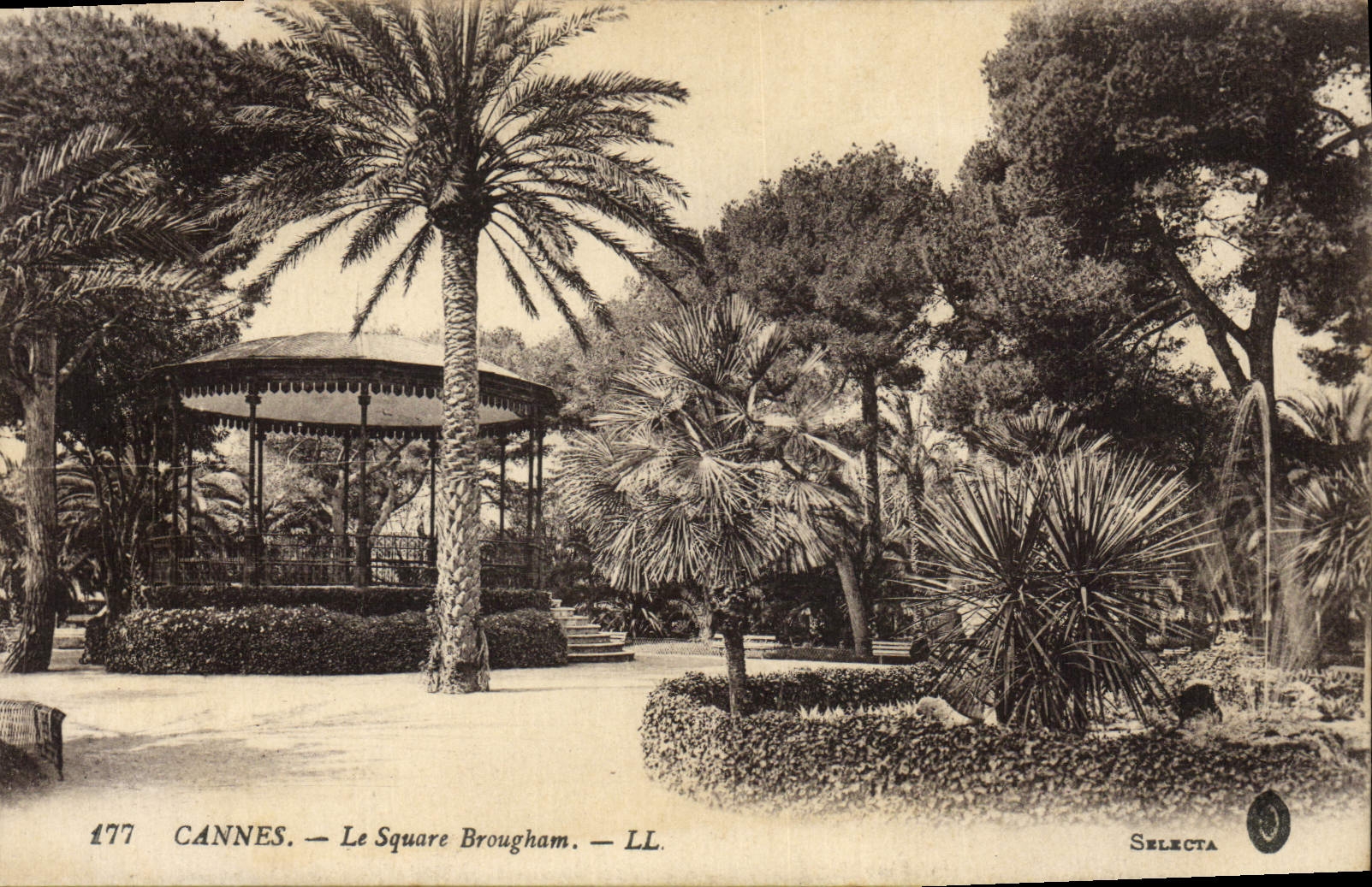 Vintage Postcard Cannes Kiosk the Brougham public garden
