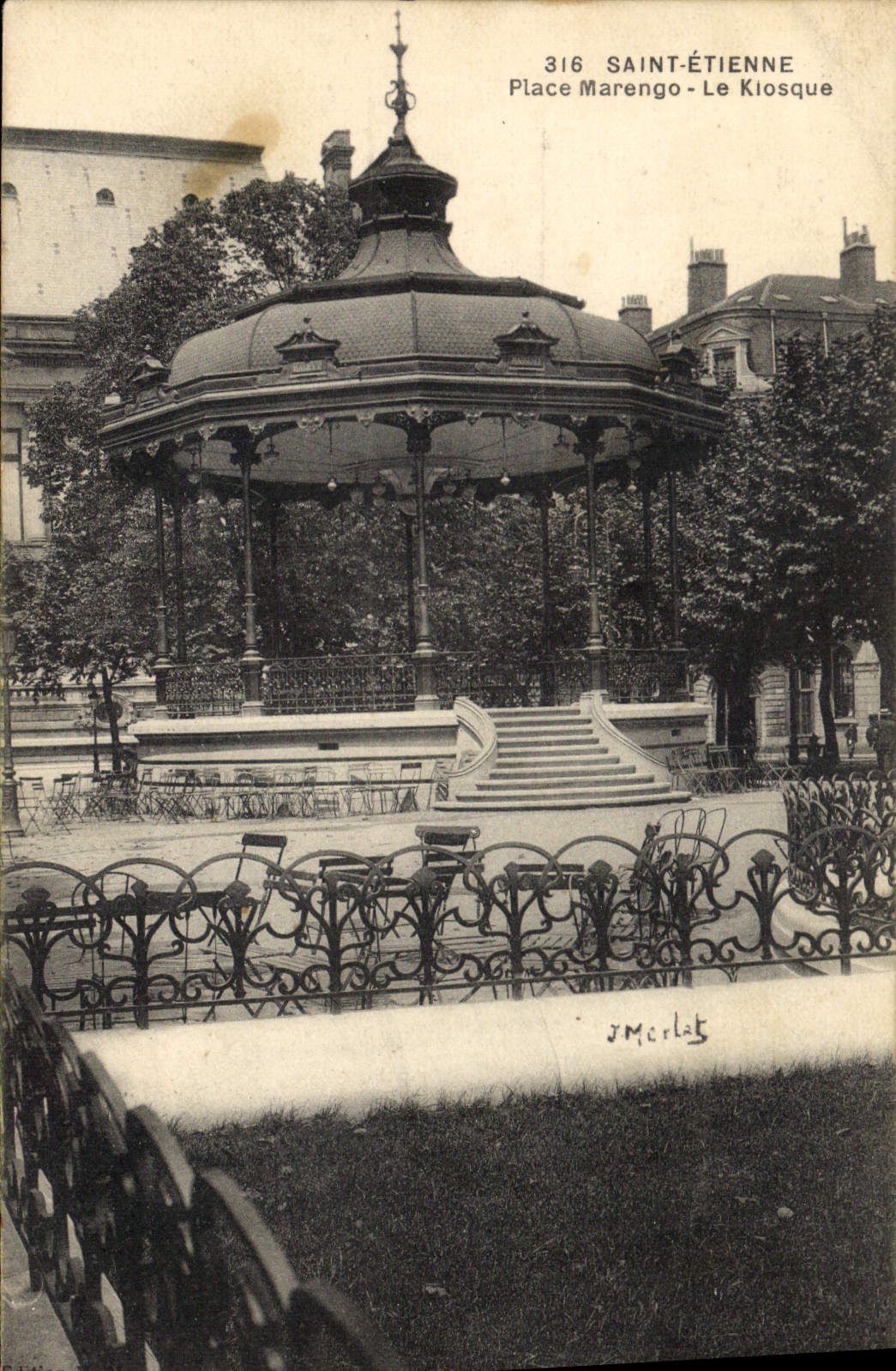 CPA Kiosque Place Marengo Saint Etienne