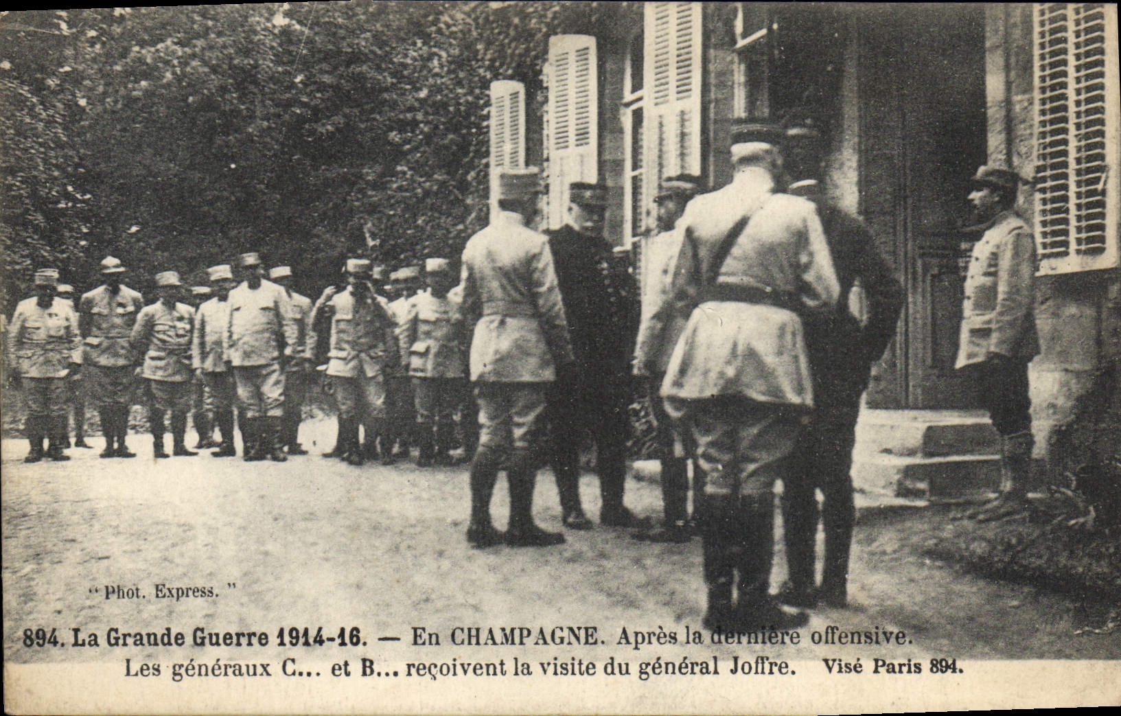 Vintage Postcards Militaria Out of Champagne after the last offensive general C and B receive the visit of general Joffre