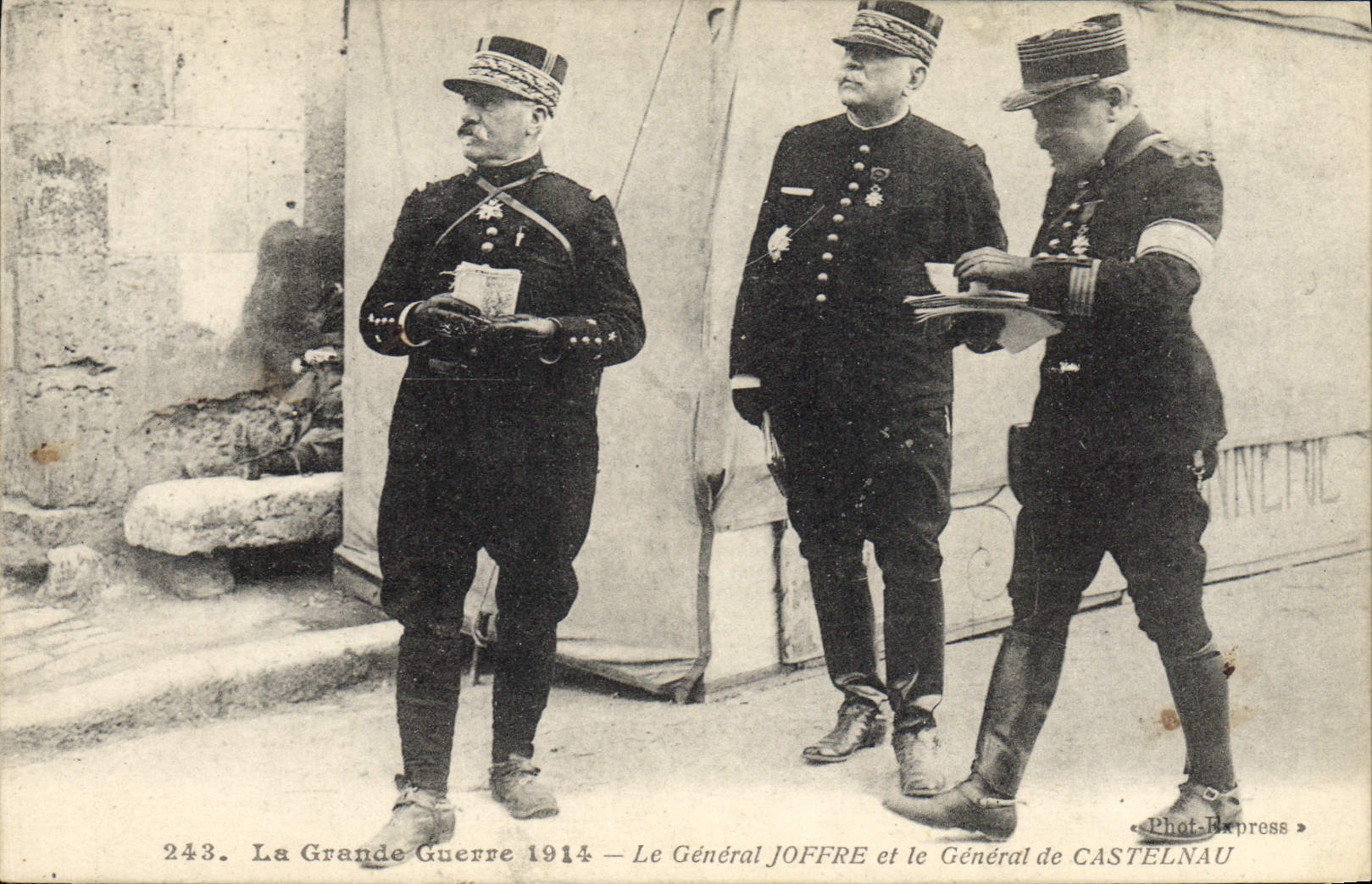 Vintage Postcard Militaria General Joffre and the General one of Castelnau