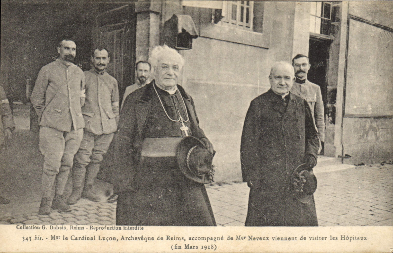 Vintage Postcards Militaria Mgr the cardinal Lucon Archeveque of Rheims have just visited the Hospitals at the end of March 1918