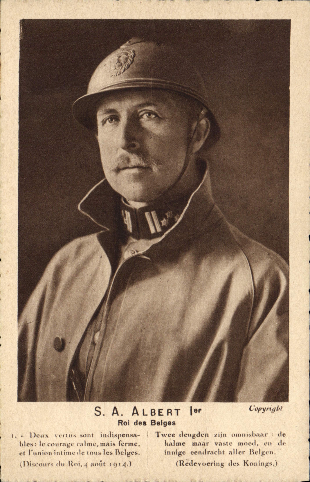 CPA Militaria SM Albert 1er Roi des Belges 
