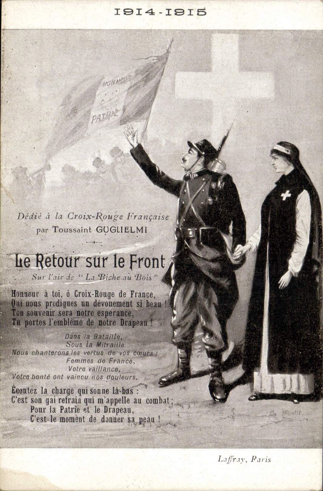 Postal Militaria Todos los santos Guglielmi la vuelta sobre el frente Enfermera