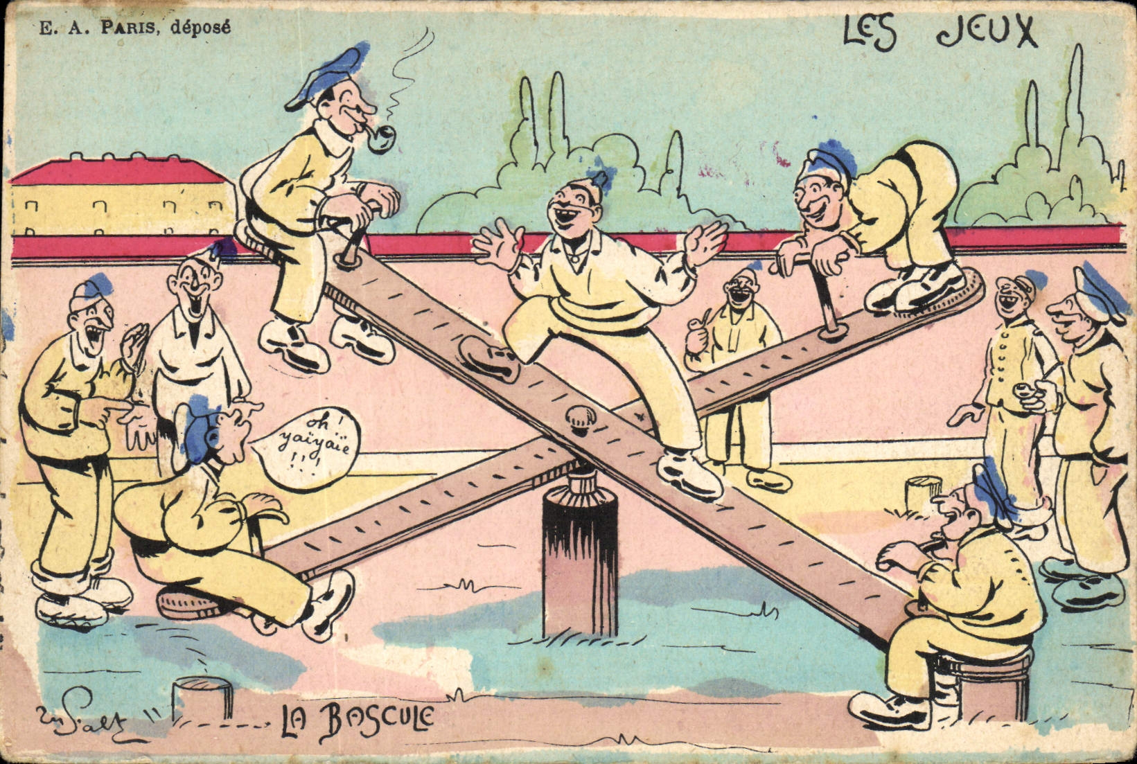 CPA Militaria Les jeux La bascule 