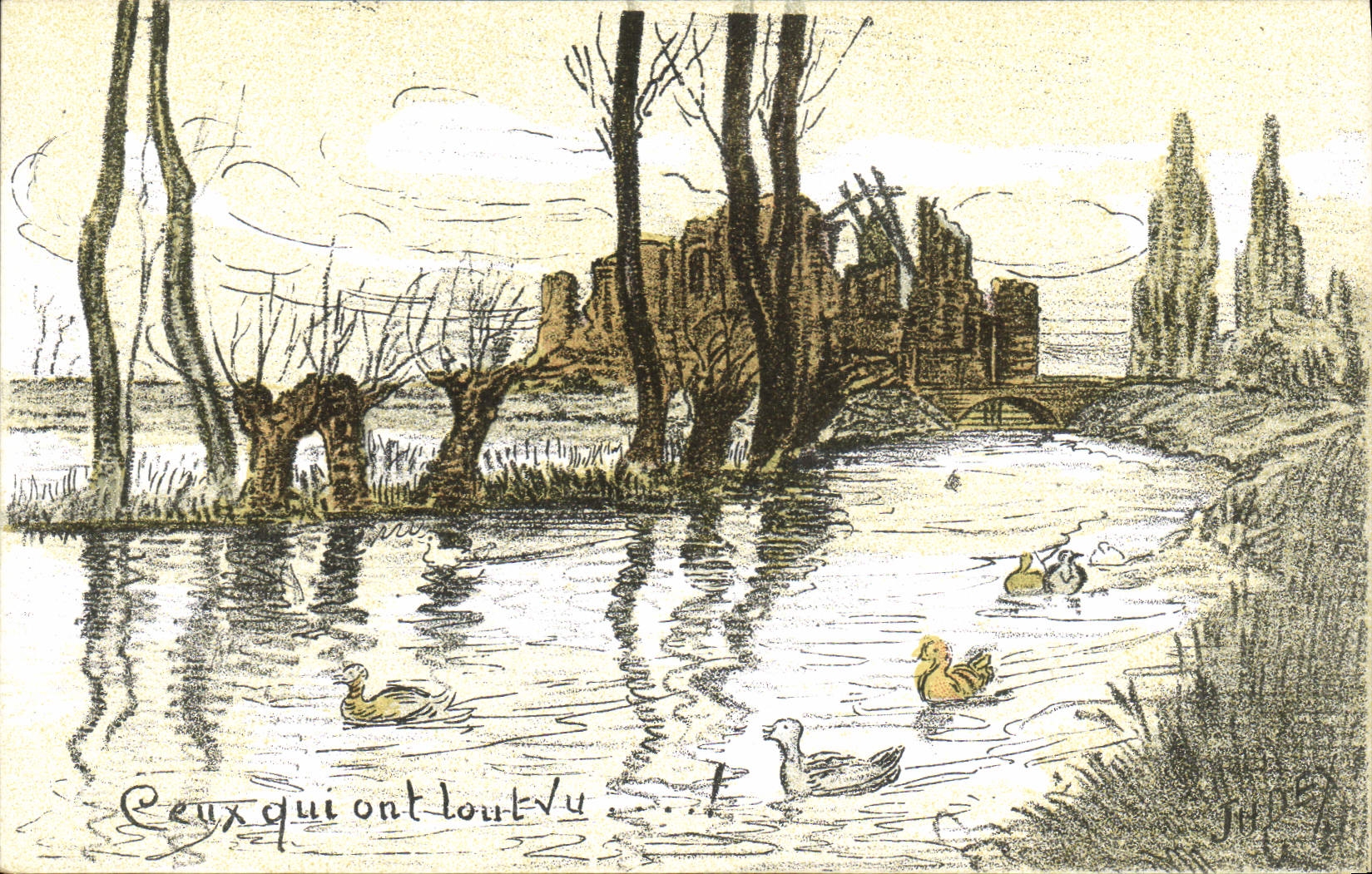 Vintage Postcard Militaria Those which have all considering Ducks