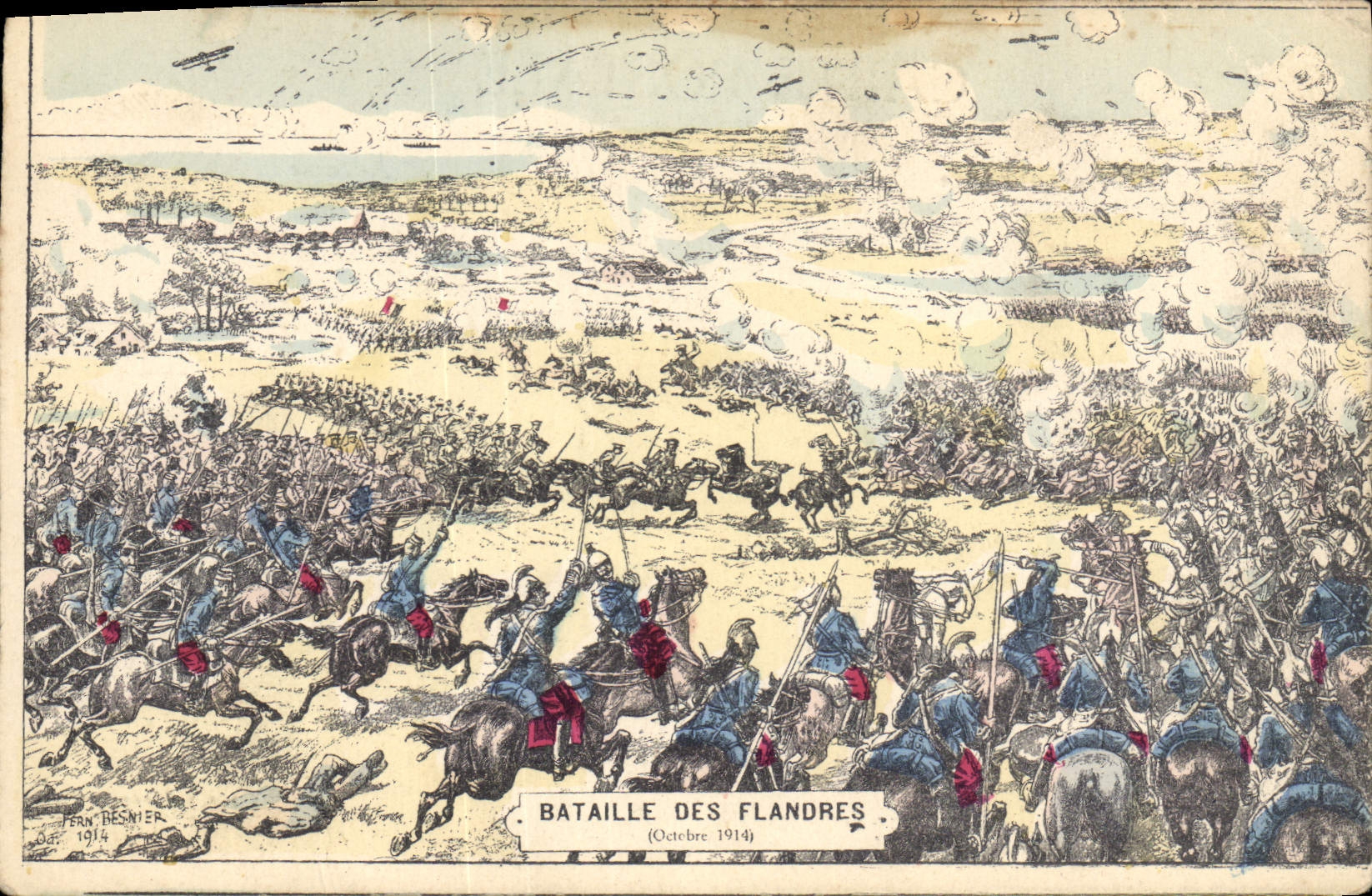 Vintage Postcard Militaria Battles of Flandres