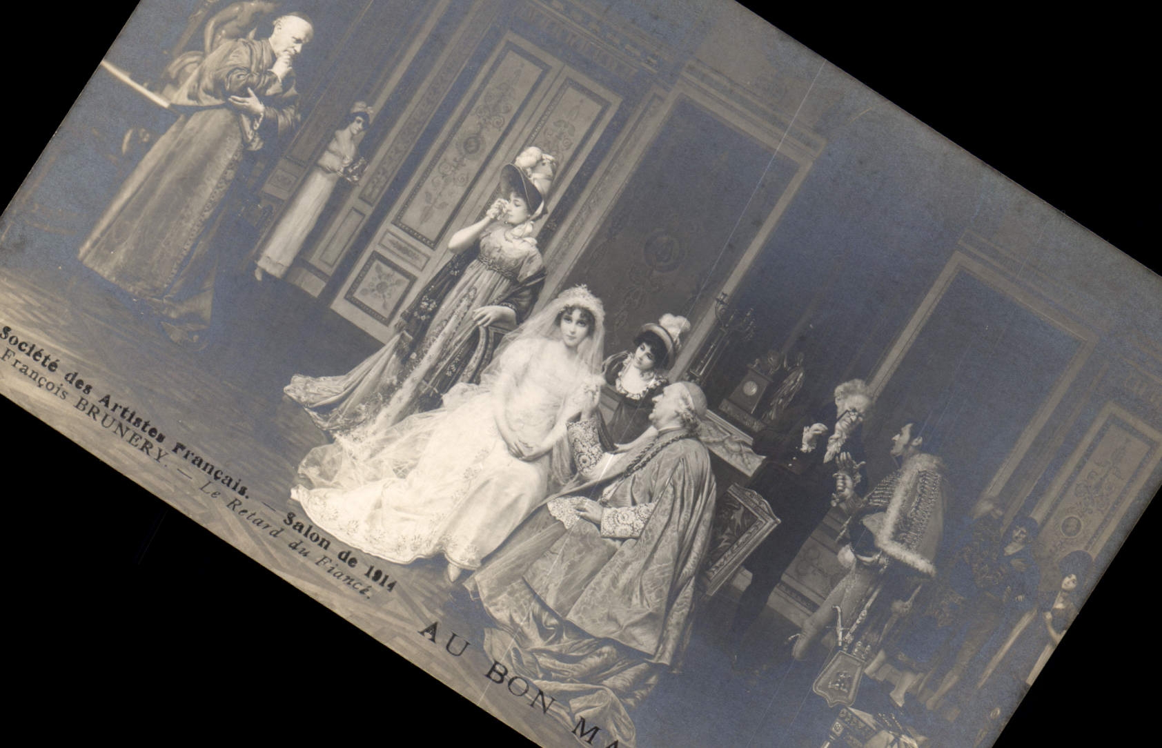 Postal Francois Brunery Le el retraso de desposa Salón 1914