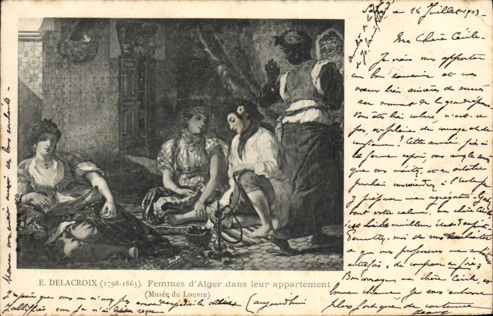 CPA Delacroix Femmes d'Alger dans leur appartement Paris Musee du Louvre 