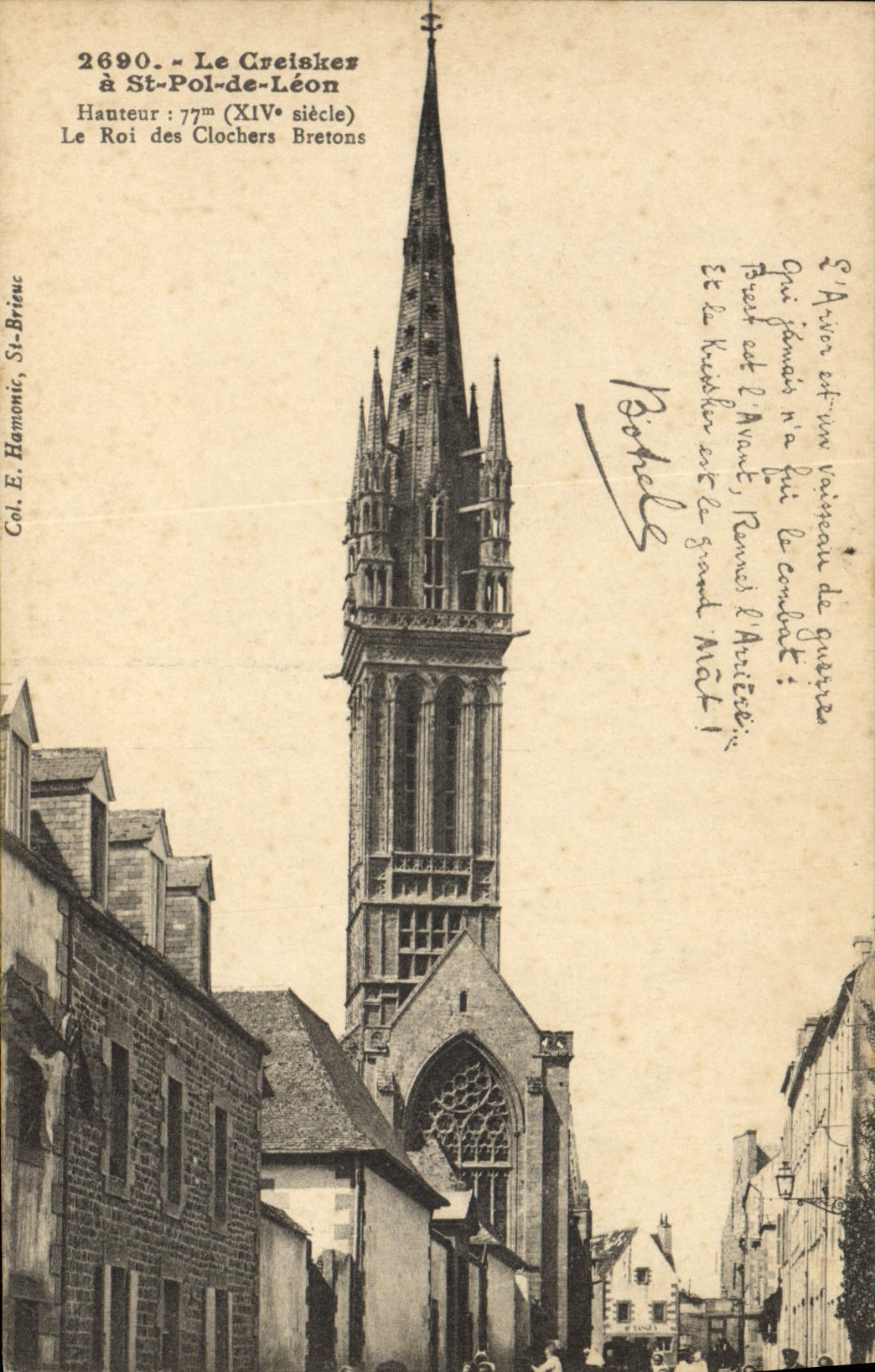 Postal Botrel el Creisker tiene a St Pol. de Leon