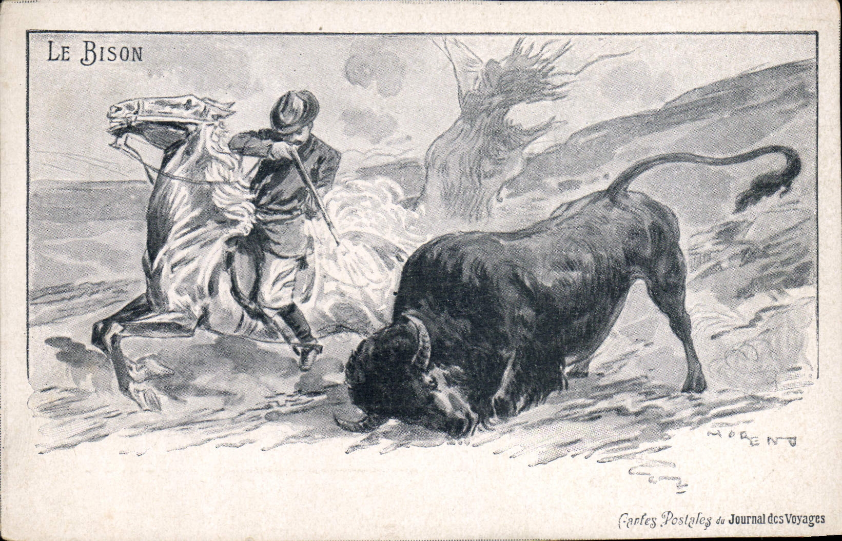 CPA Chasse Le bison 